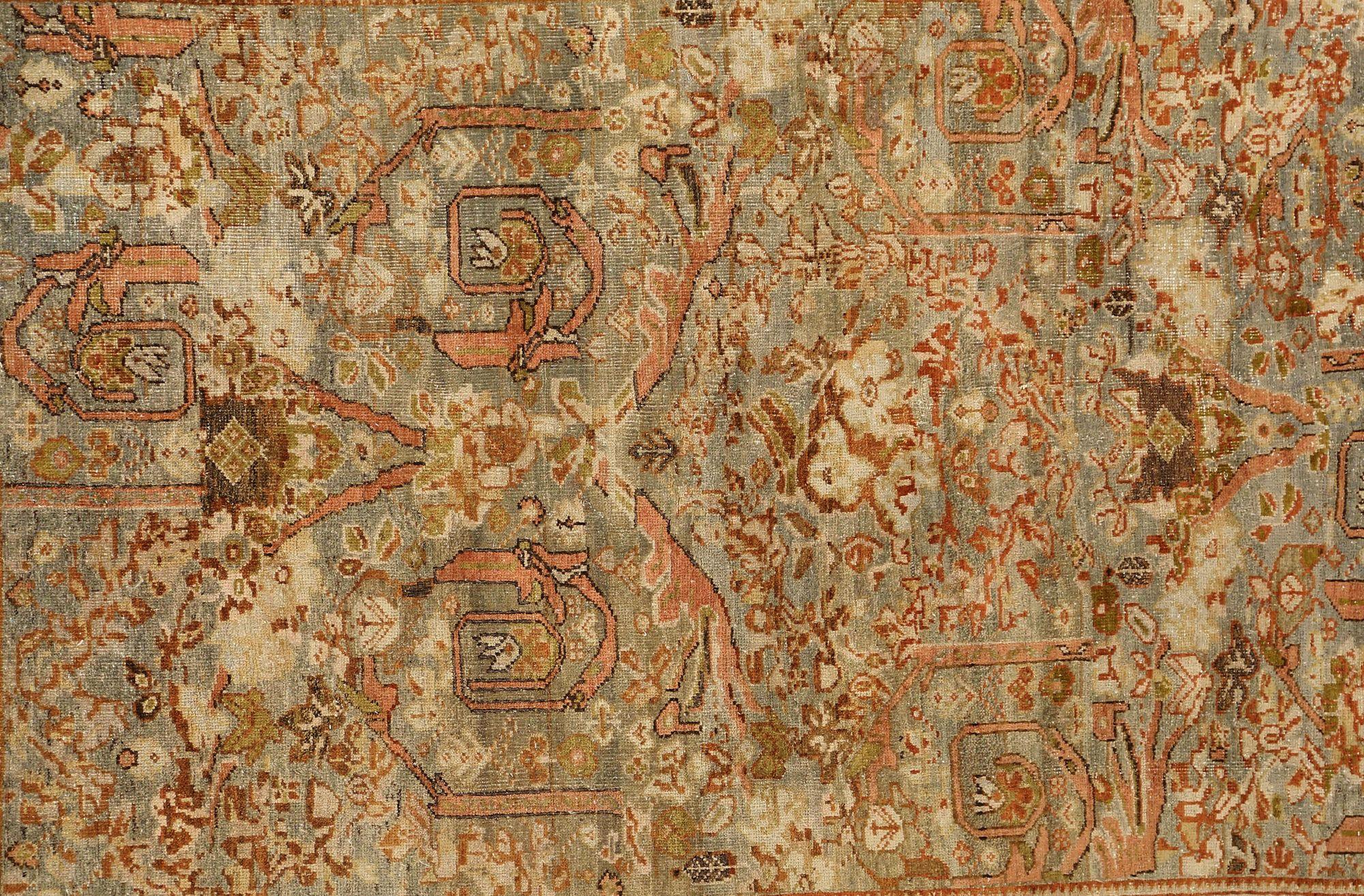 Persischer Mahal Kleiner Teppich - Wolle Blau Rot Design - 97640 im Zustand „Hervorragend“ im Angebot in Dallas, TX
