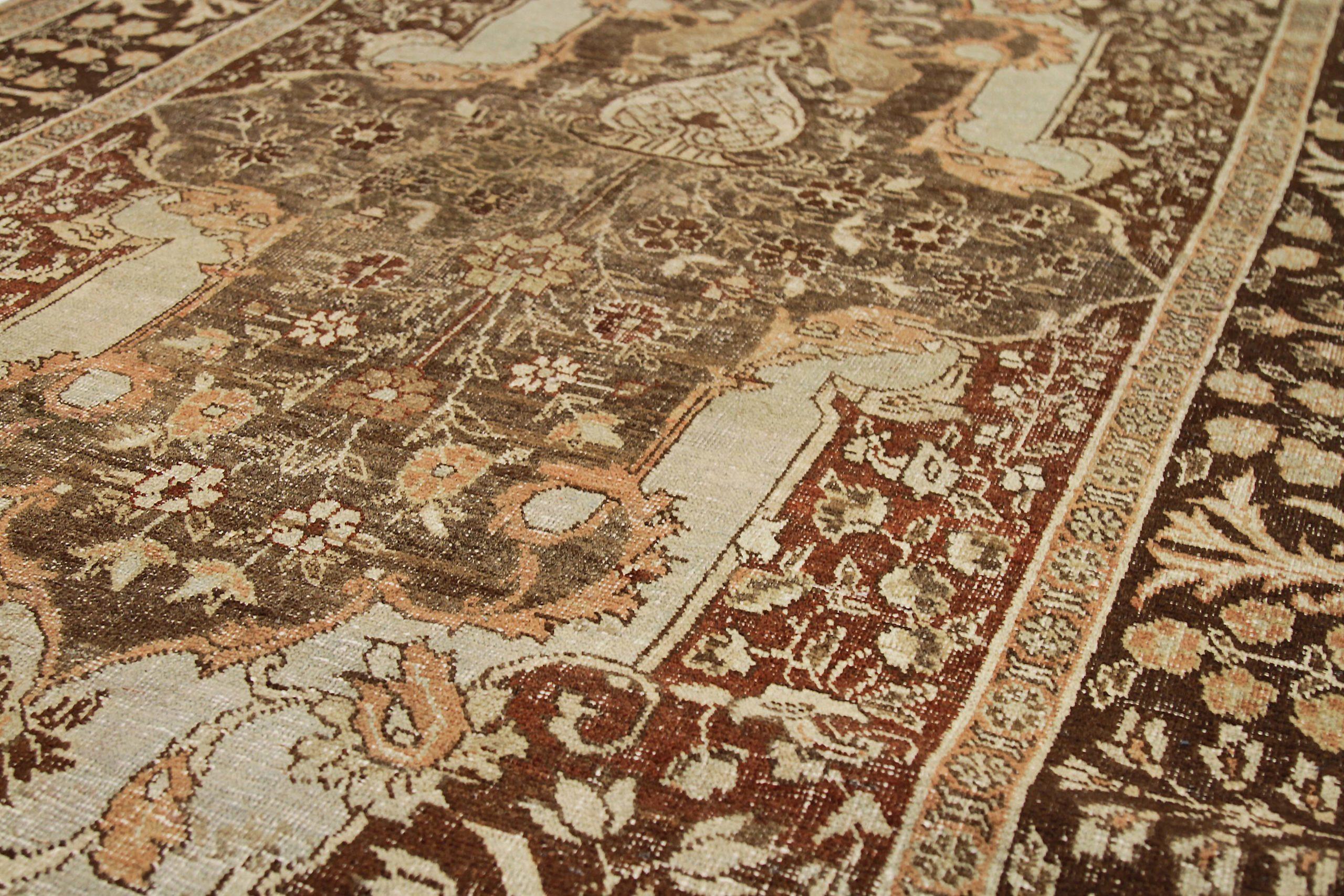 Persischer Mahal Small Teppich - Wolle Braun Elfenbein Design - 88766 (Irakisch) im Angebot
