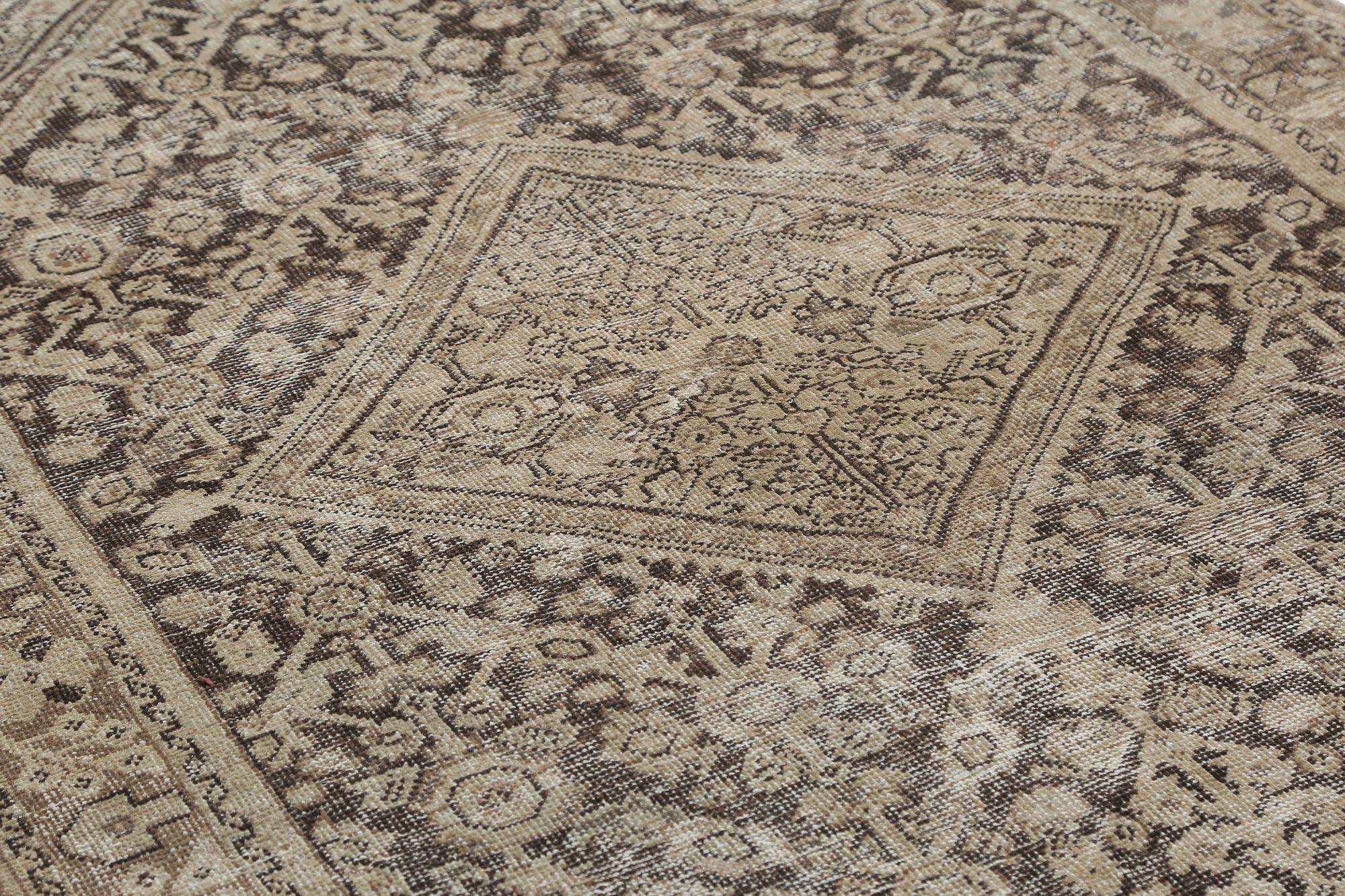 Iracheno Tappeto Persiano Mahal Small - Lana Marrone Avorio Design - 97666 in vendita