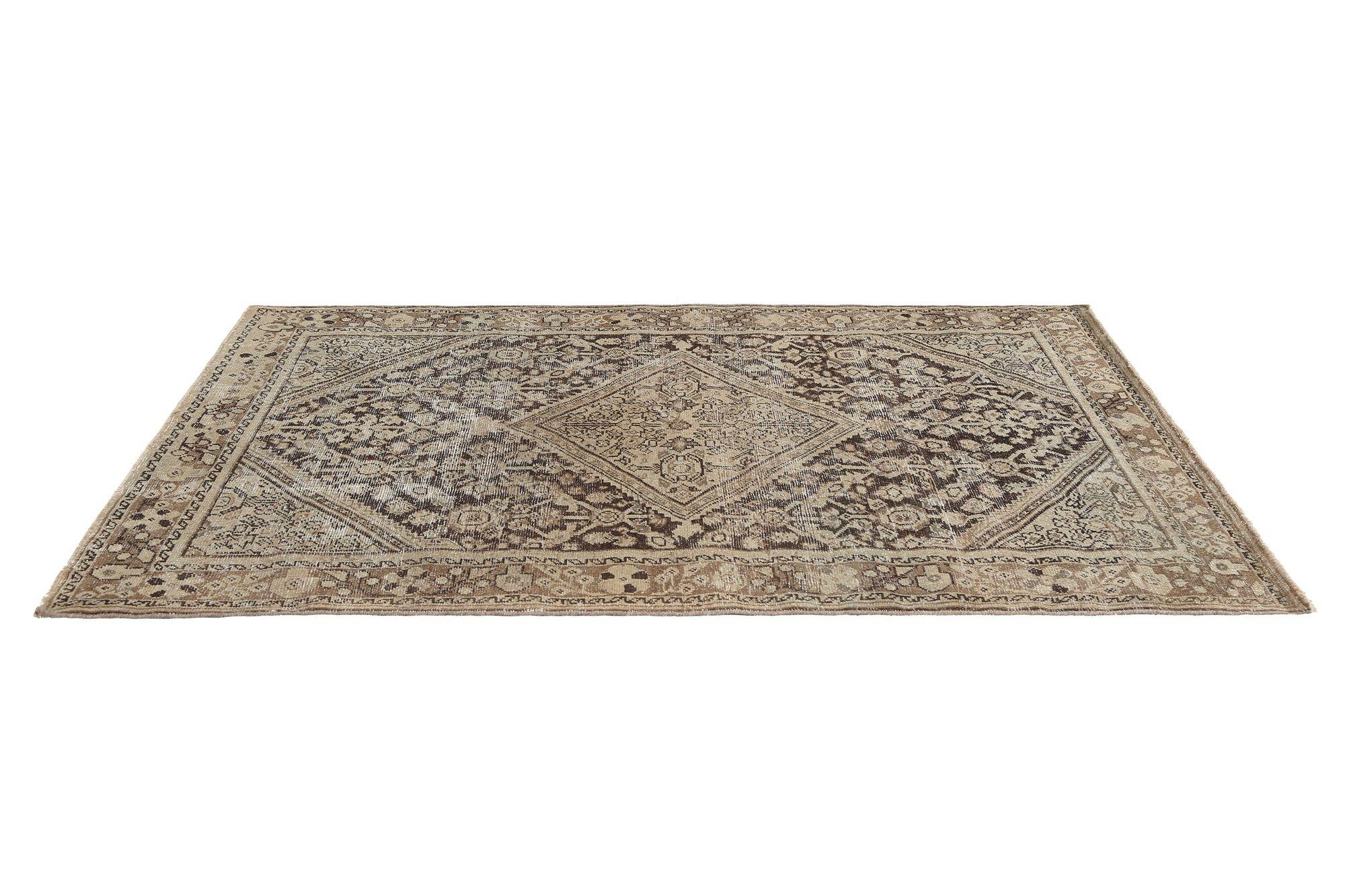XX secolo Tappeto Persiano Mahal Small - Lana Marrone Avorio Design - 97666 in vendita