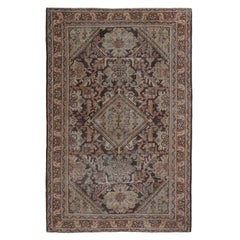 Tappeto Persiano Mahal Small - Lana Marrone Avorio Rosso Design - 96797