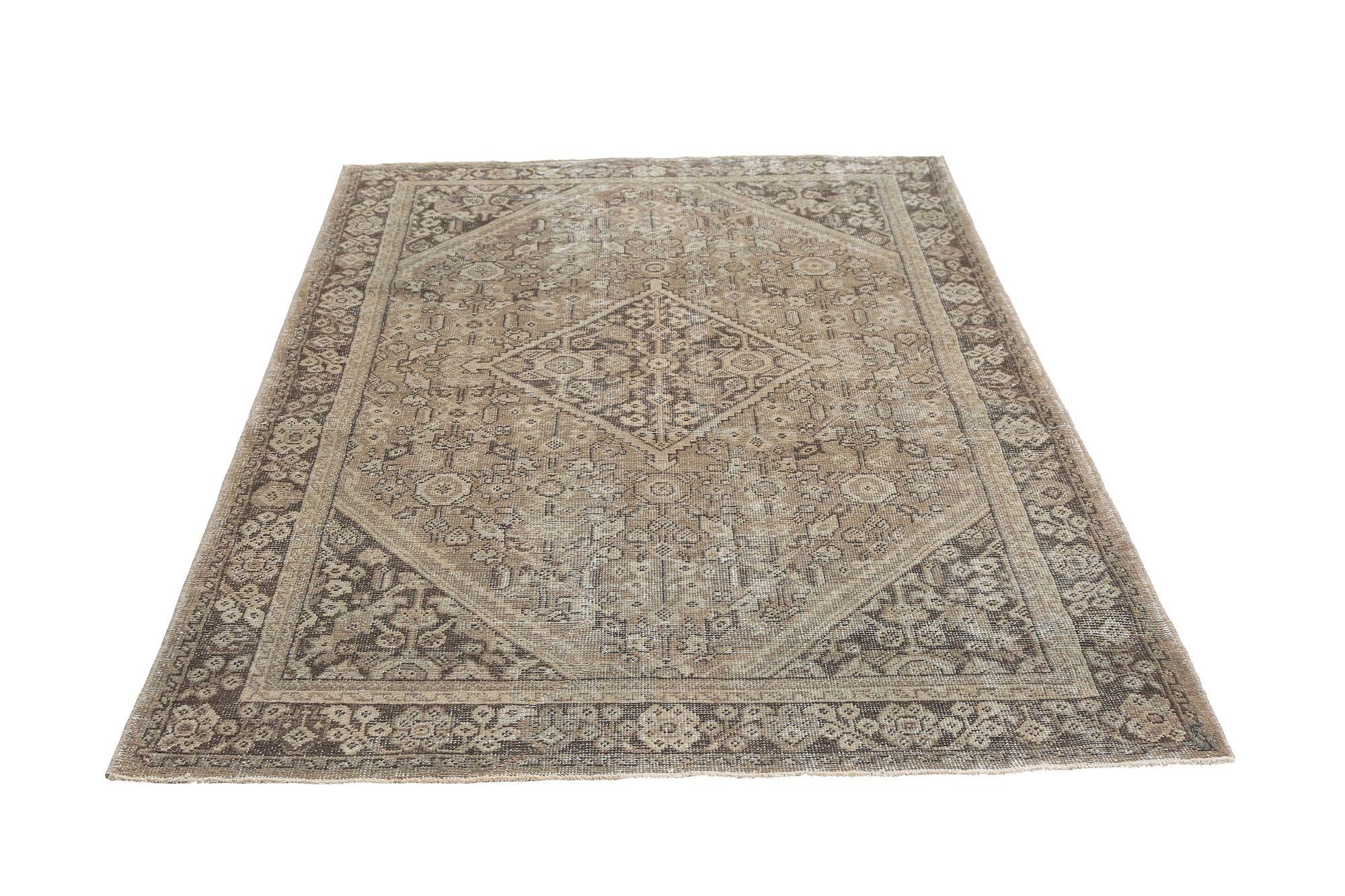 Persischer Mahal Small Teppich - Wolle Brown Taupe Design - 97106 im Zustand „Hervorragend“ im Angebot in Dallas, TX