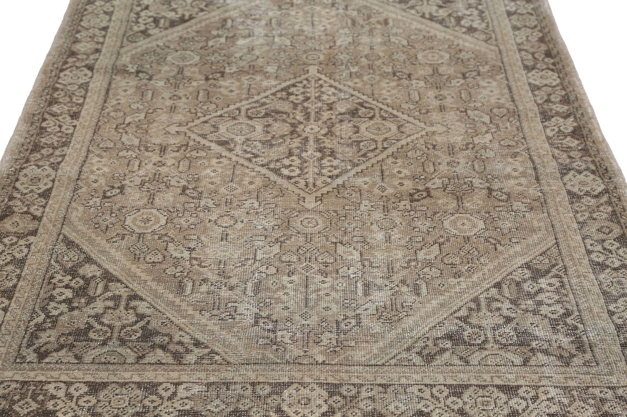 Persischer Mahal Small Teppich - Wolle Brown Taupe Design - 97106 (20. Jahrhundert) im Angebot