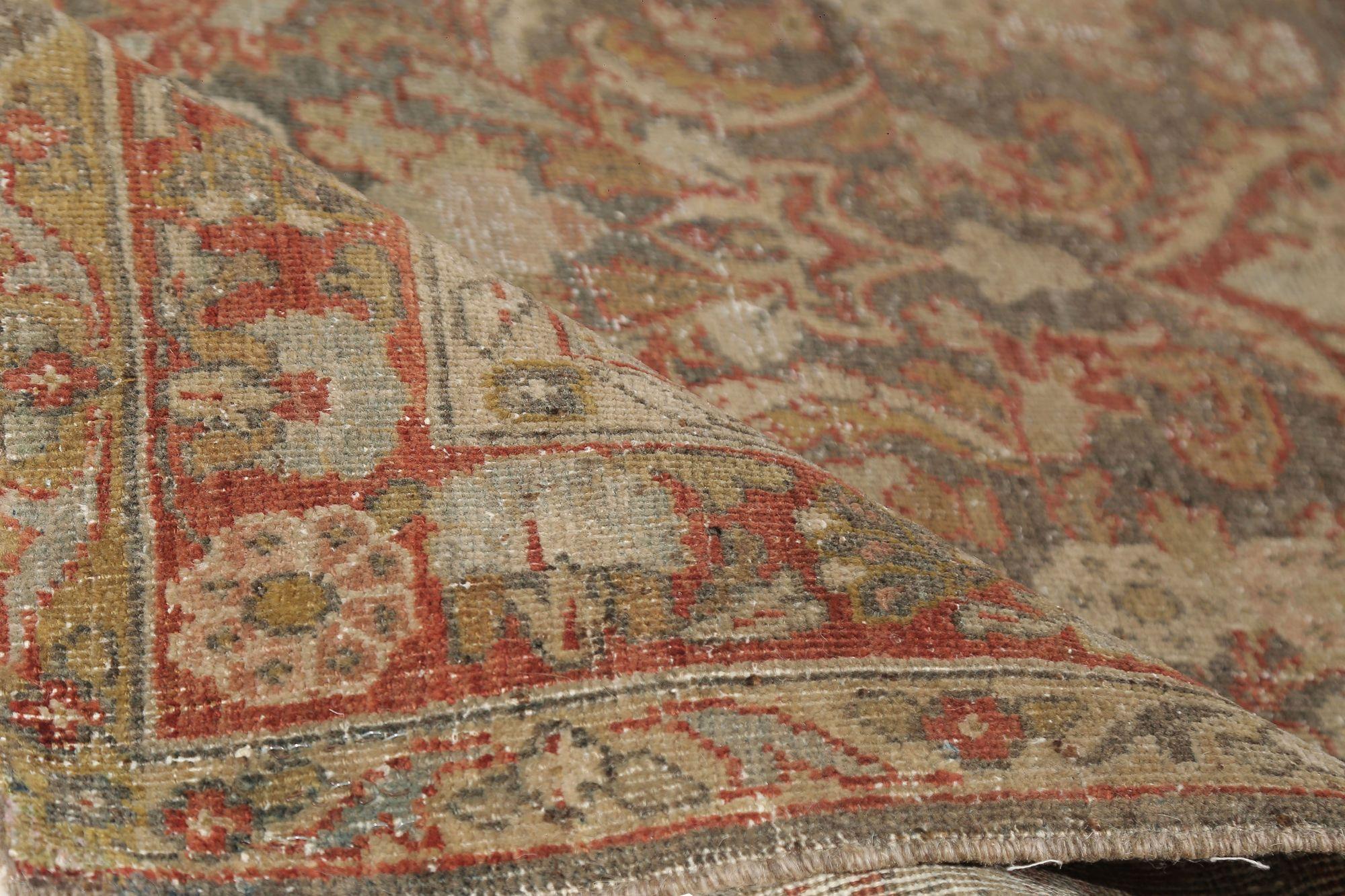 Persian Mahal Kleiner Teppich - Wolle Grau Rot Design - 97665 im Zustand „Hervorragend“ im Angebot in Dallas, TX