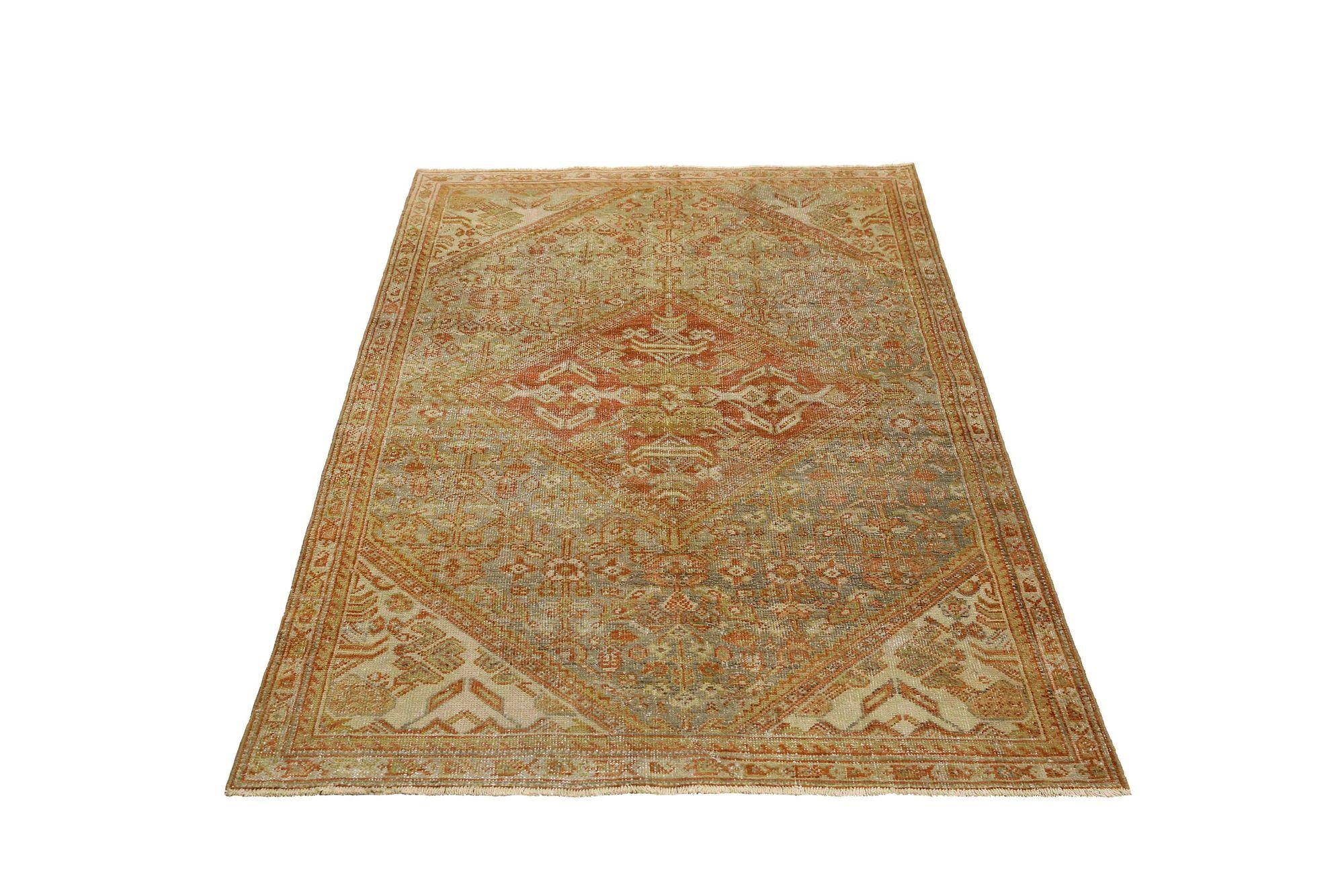 Persischer Mahal Kleiner Teppich - Wolle Elfenbein Hellblau Rot Gelb - 96795 im Zustand „Hervorragend“ im Angebot in Dallas, TX