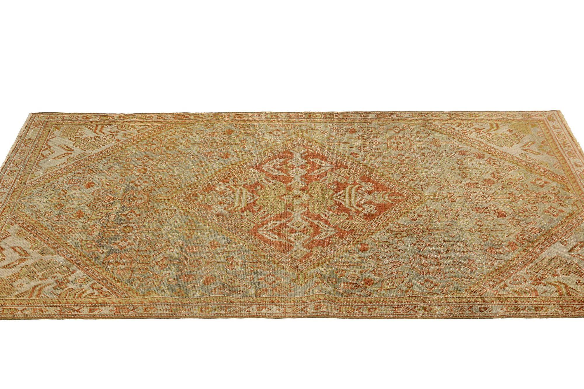 Persischer Mahal Kleiner Teppich - Wolle Elfenbein Hellblau Rot Gelb - 96795 (20. Jahrhundert) im Angebot