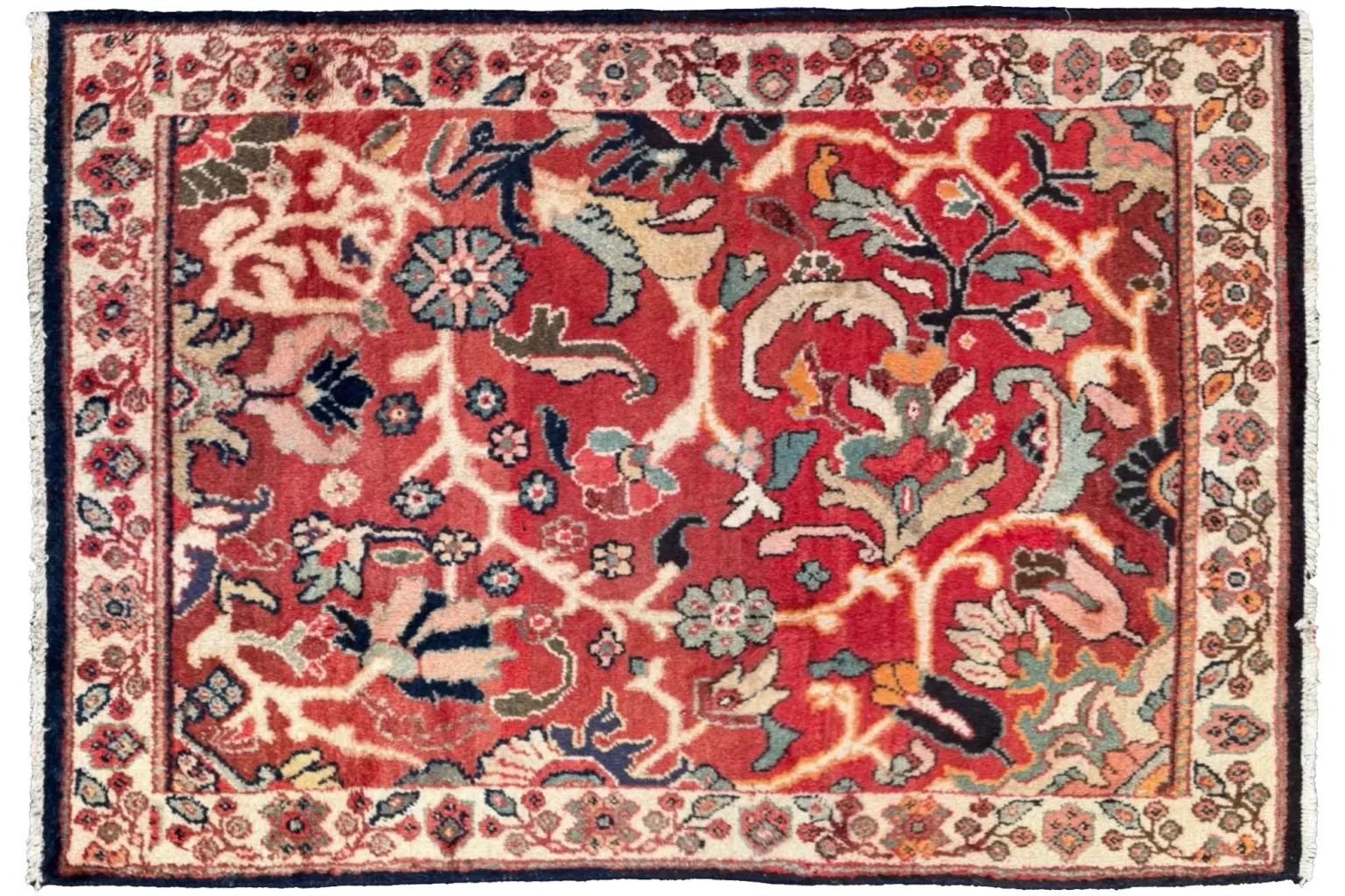 Embrace History with an Antique Hand-Knotted Persian Mahal Small Rug
Step back in time and infuse your living space with the profound elegance of this exquisite antique hand-knotted Persian Mahal small rug. Each knot meticulously tied tells a story