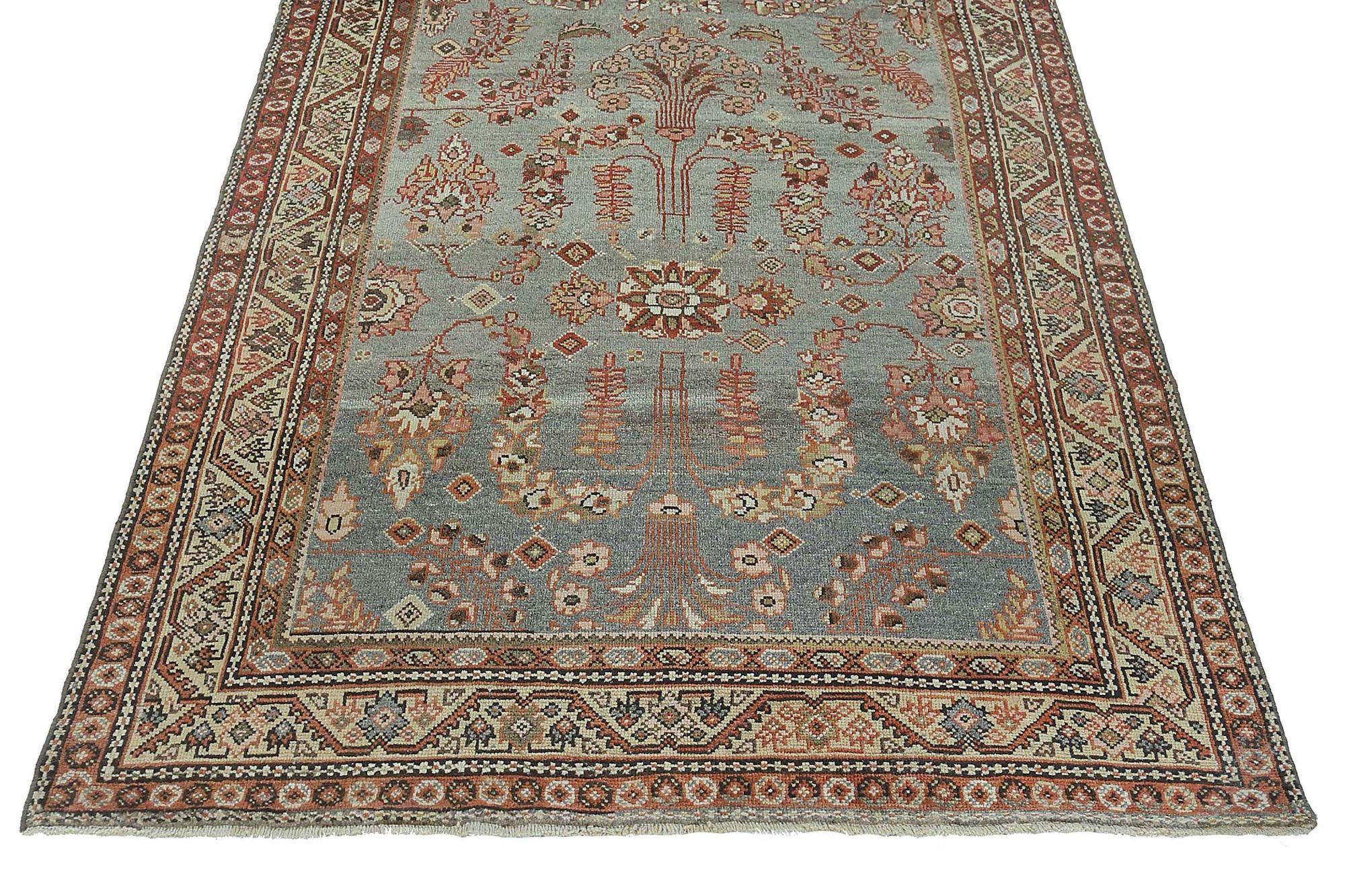 Persischer Mahal Kleiner Teppich - Wolle Hellblau Design - 97127 im Zustand „Hervorragend“ im Angebot in Dallas, TX