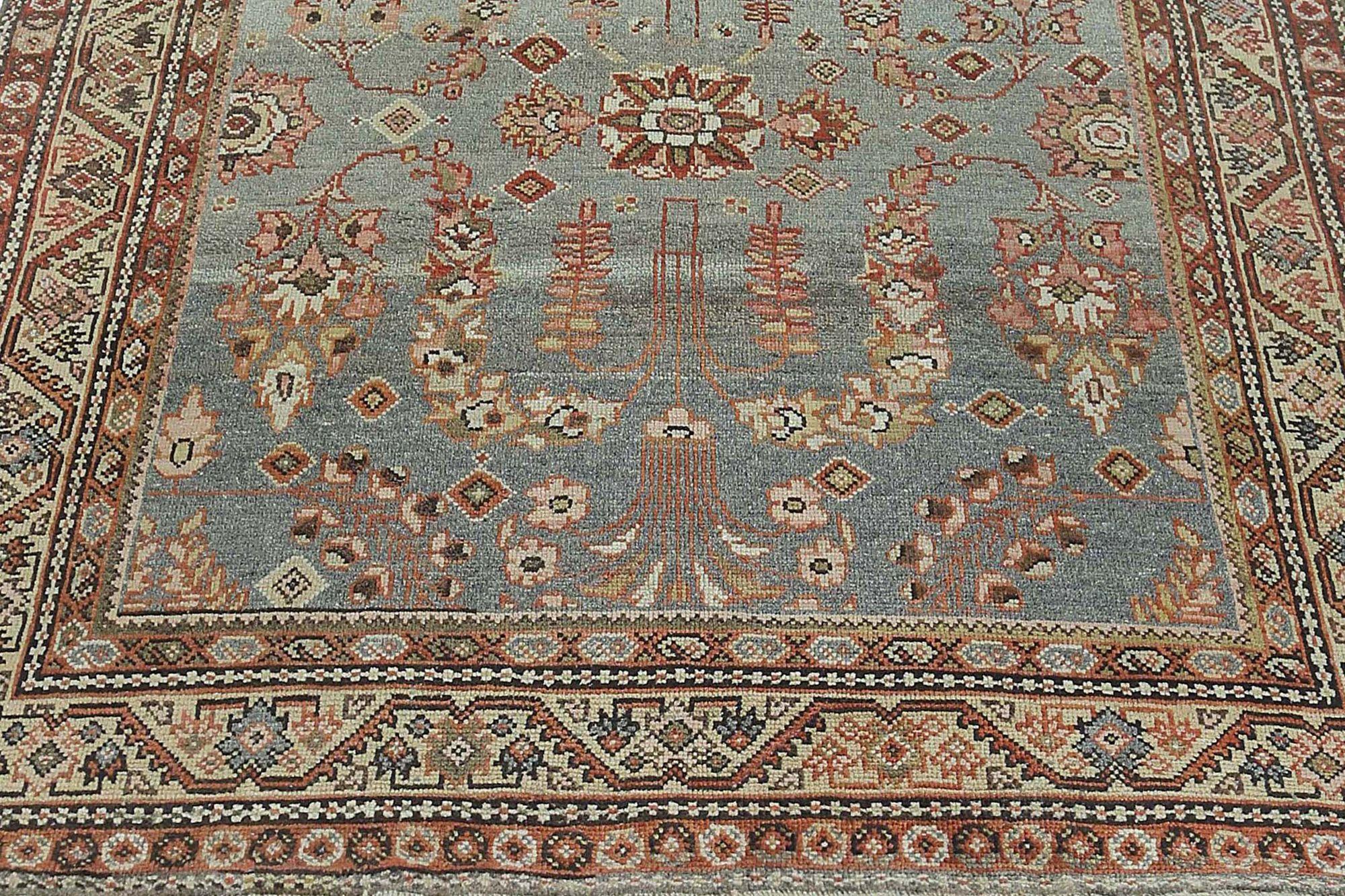 Persischer Mahal Kleiner Teppich - Wolle Hellblau Design - 97127 (20. Jahrhundert) im Angebot