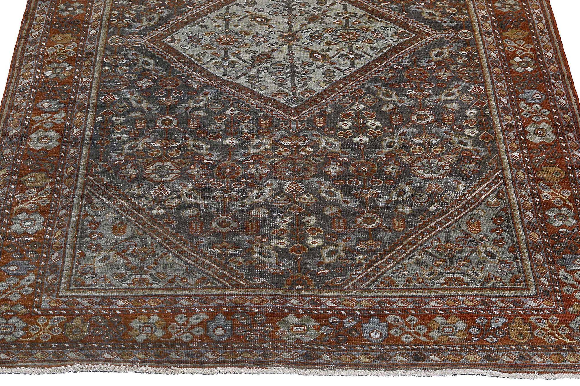 Persischer Mahal Kleiner Teppich aus Wolle in Marineblau mit Design - 96674 (Irakisch) im Angebot