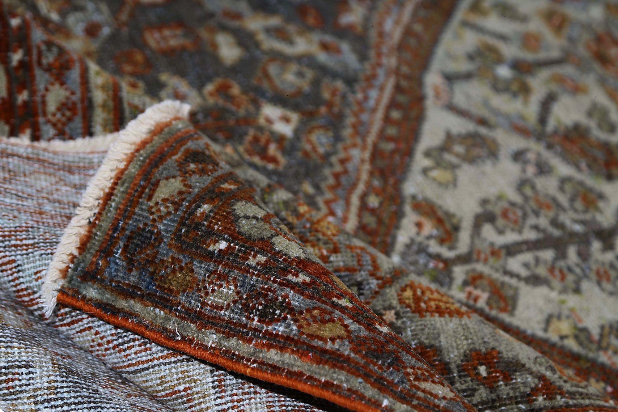 Persischer Mahal Kleiner Teppich aus Wolle in Marineblau mit Design - 96674 im Zustand „Hervorragend“ im Angebot in Dallas, TX
