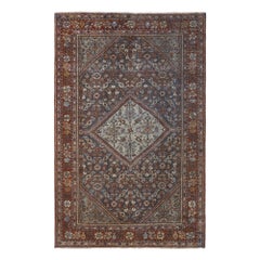 Persischer Mahal Kleiner Teppich aus Wolle in Marineblau mit Design - 96674