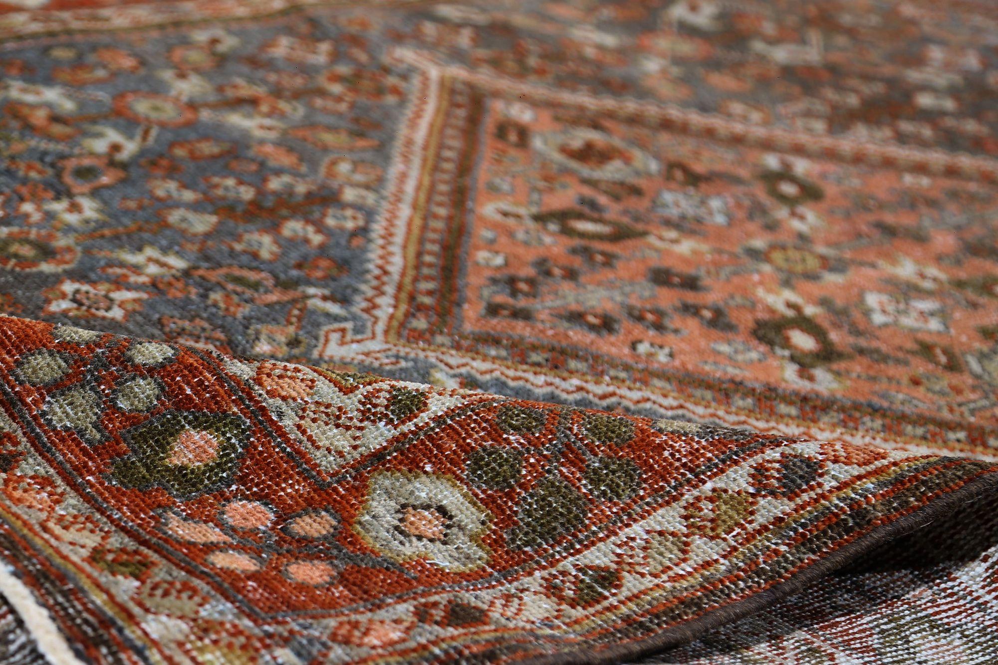 Persian Mahal Kleiner Teppich aus Wolle in Marineblau, Blau und Rot mit Design - 97116 (Irakisch) im Angebot