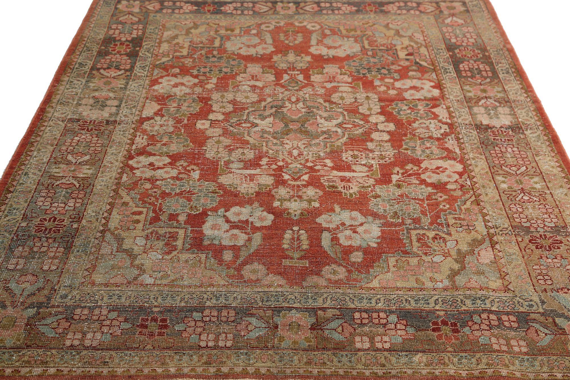 Entdecken Sie die Eleganz des persischen Mahal mit dem kleinen Teppich CIRCA 1880. Dieses exklusive Design aus Wolle und Rot ist perfekt, um Ihren Raum zu verschönern.