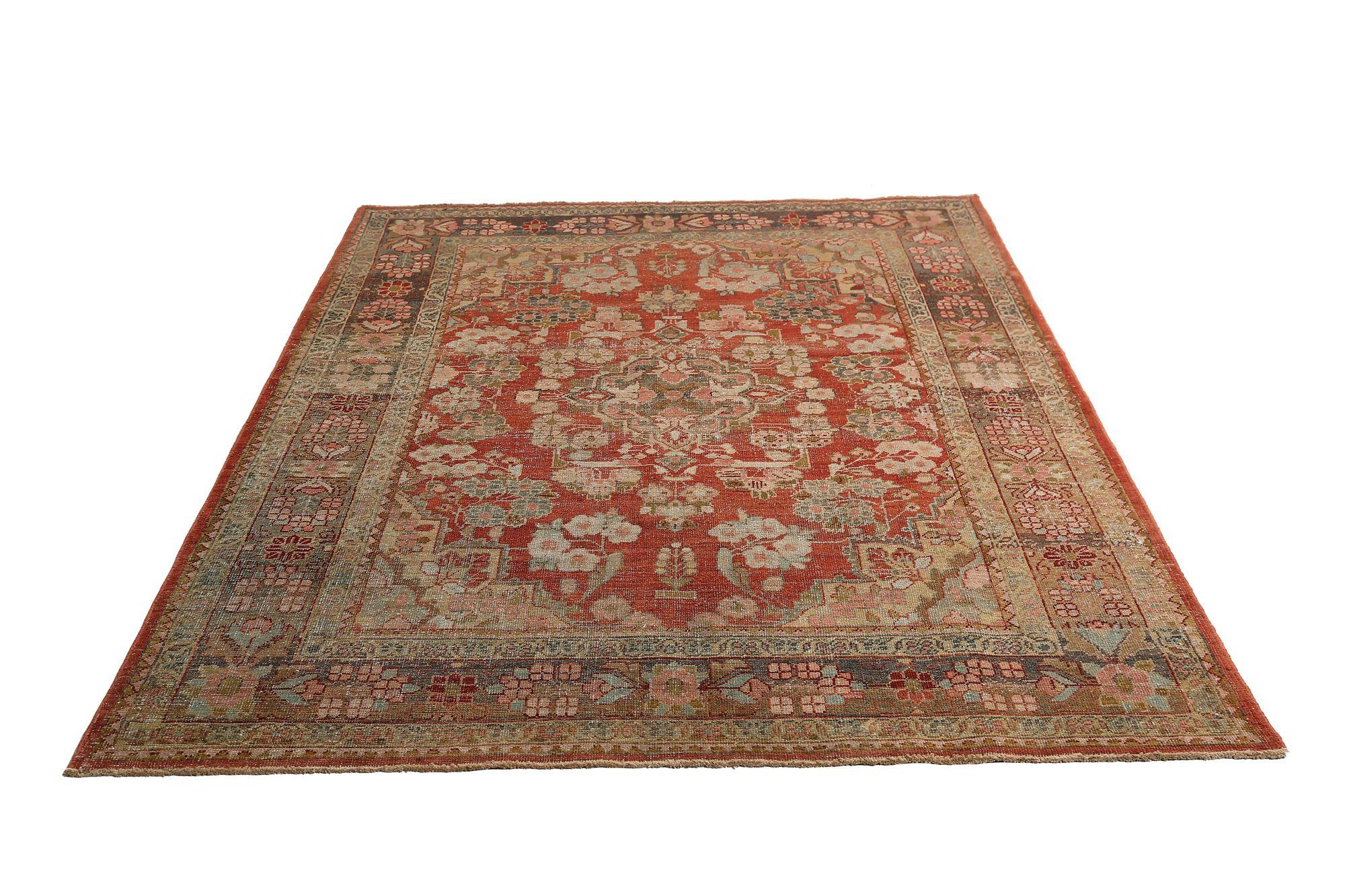 Persischer Mahal Kleiner Teppich - Wolle Rot Design - 96708 (Irakisch) im Angebot