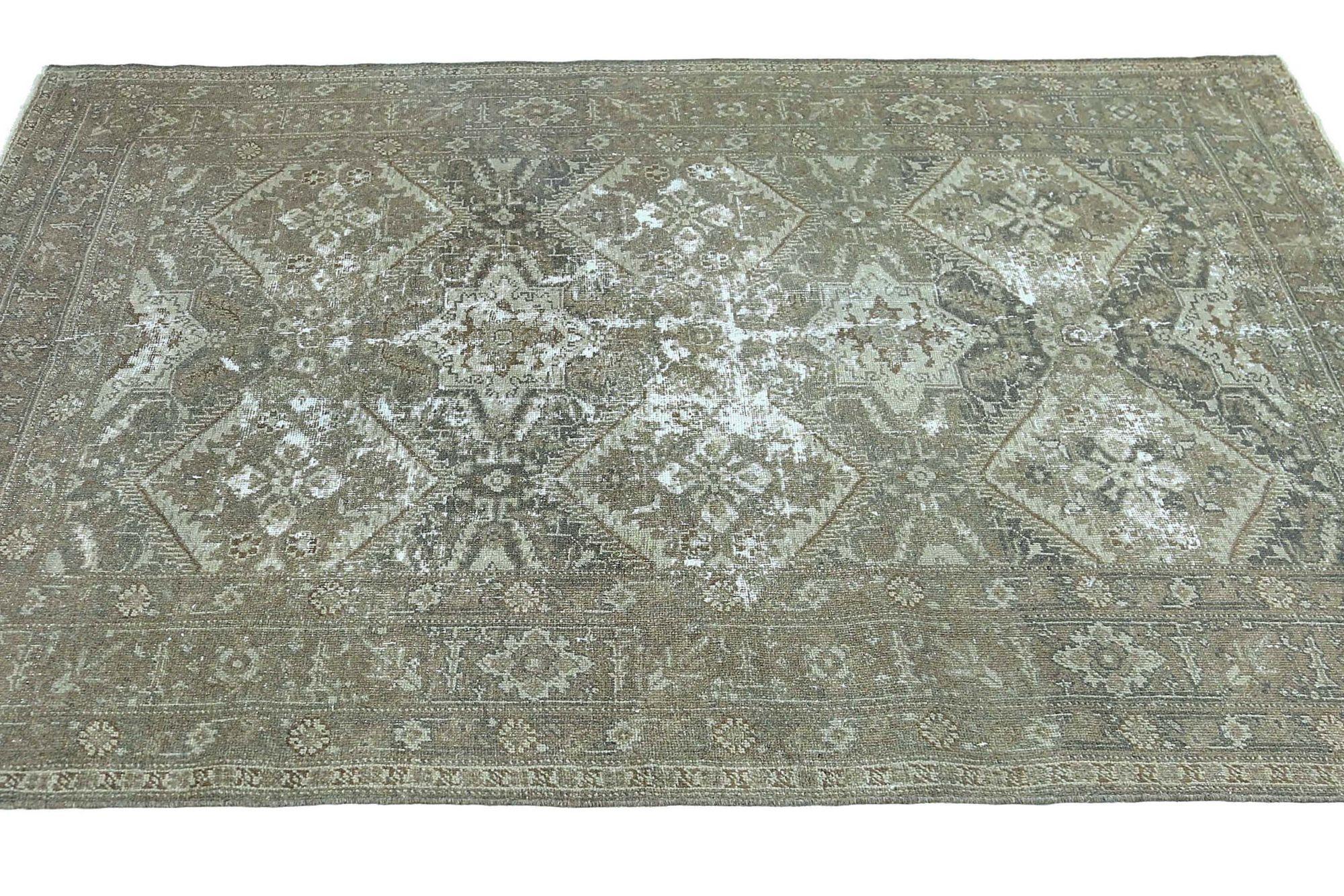 Persischer Mahal Kleiner Teppich - Wolle Taupe Design - 97556 im Zustand „Hervorragend“ im Angebot in Dallas, TX
