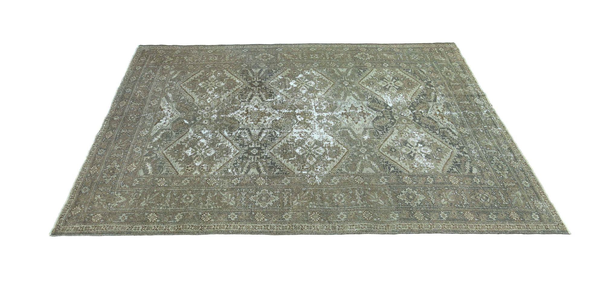 Persischer Mahal Kleiner Teppich - Wolle Taupe Design - 97556 (20. Jahrhundert) im Angebot