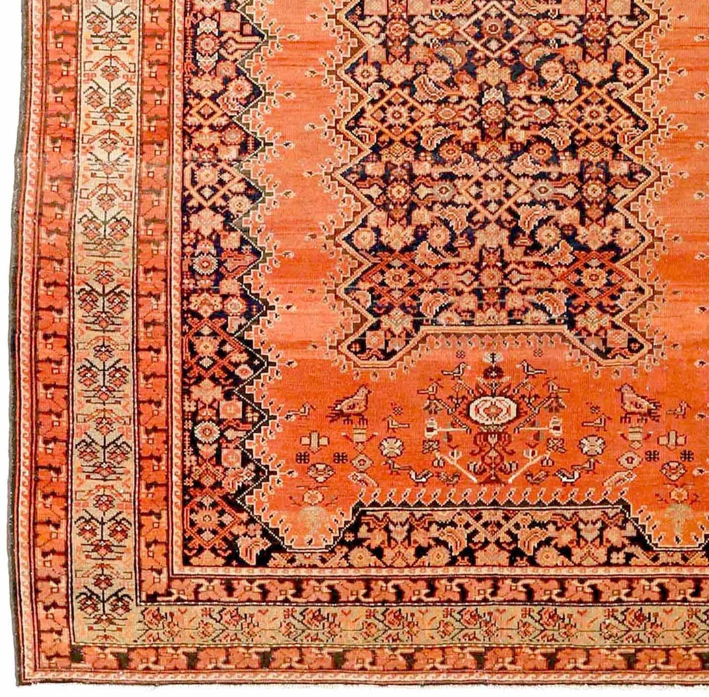 Persische Malayer-Teppiche - Wolle Schwarz Elfenbein Orange 71906 (Asiatisch) im Angebot