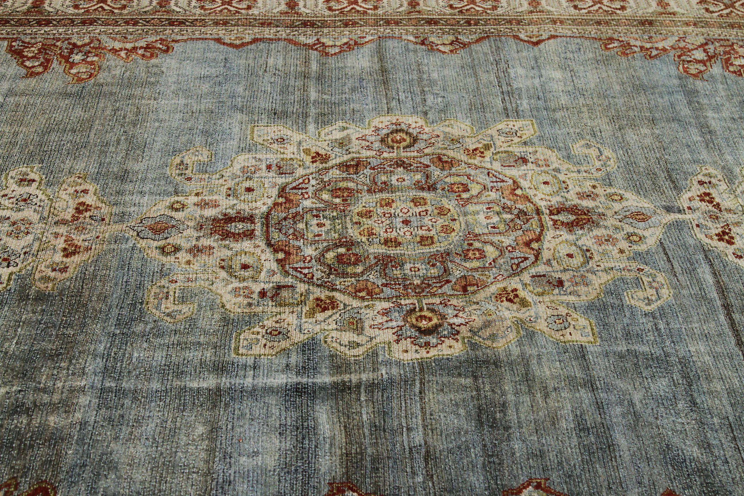 Persische Malayer-Teppiche - Wolle Blau Elfenbein Rot Design - 89723 im Zustand „Hervorragend“ im Angebot in Dallas, TX