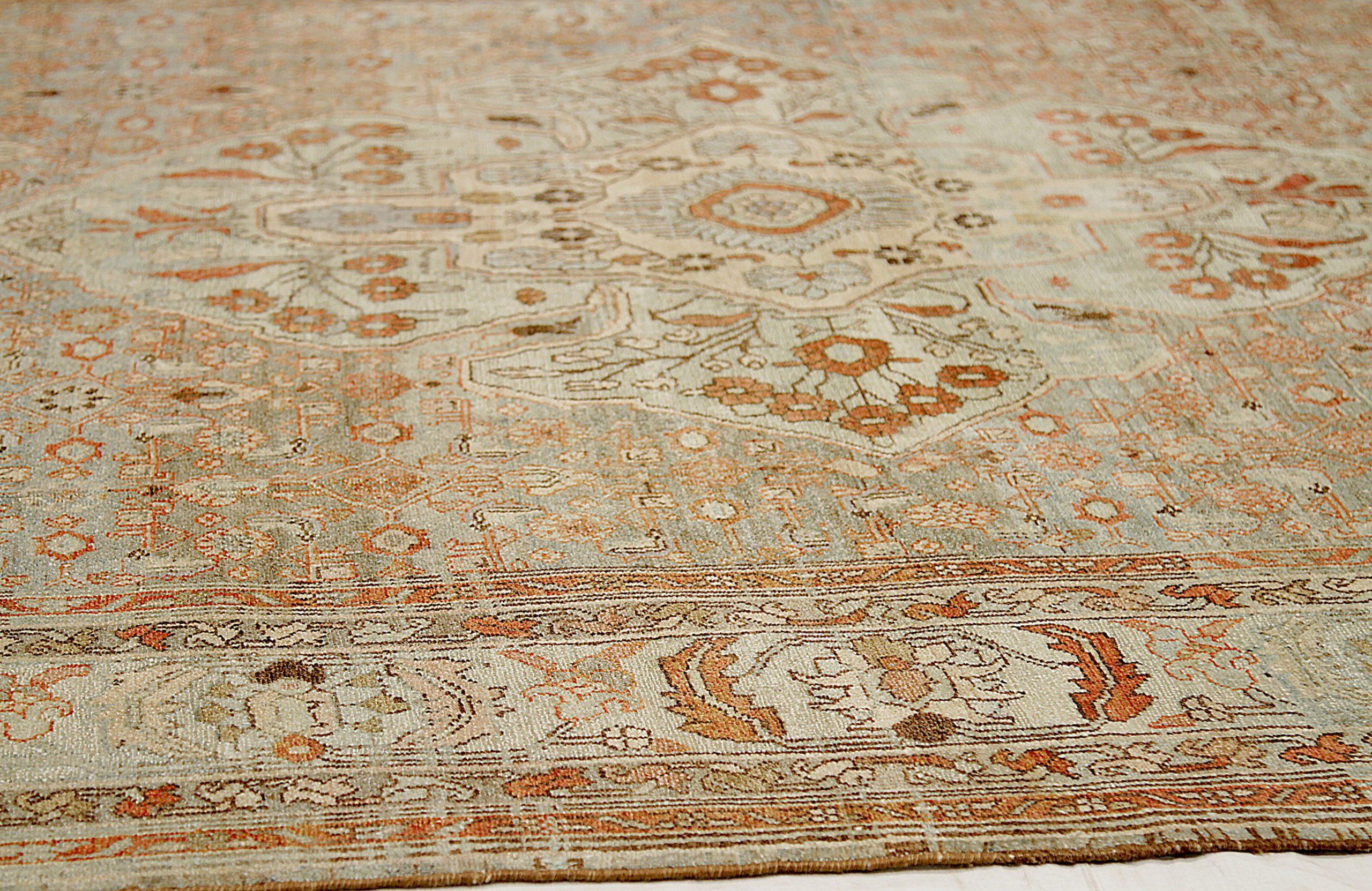 Persische Malayer-Teppiche Circa 1880 - Wolle Blau Elfenbein Rot Design - 92550 im Zustand „Hervorragend“ im Angebot in Dallas, TX