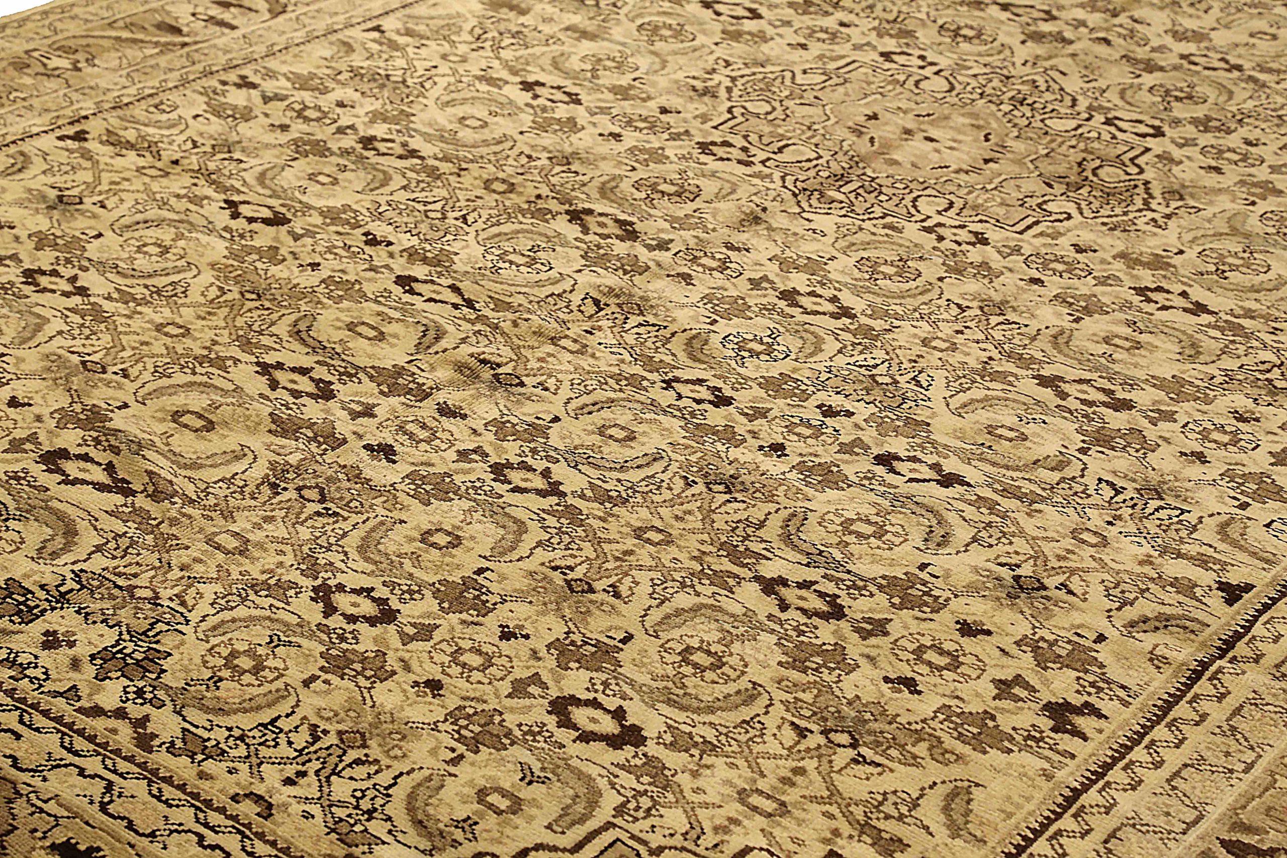 Persische Malayer Teppiche - Wolle Braun Elfenbein 73573 (Asiatisch) im Angebot