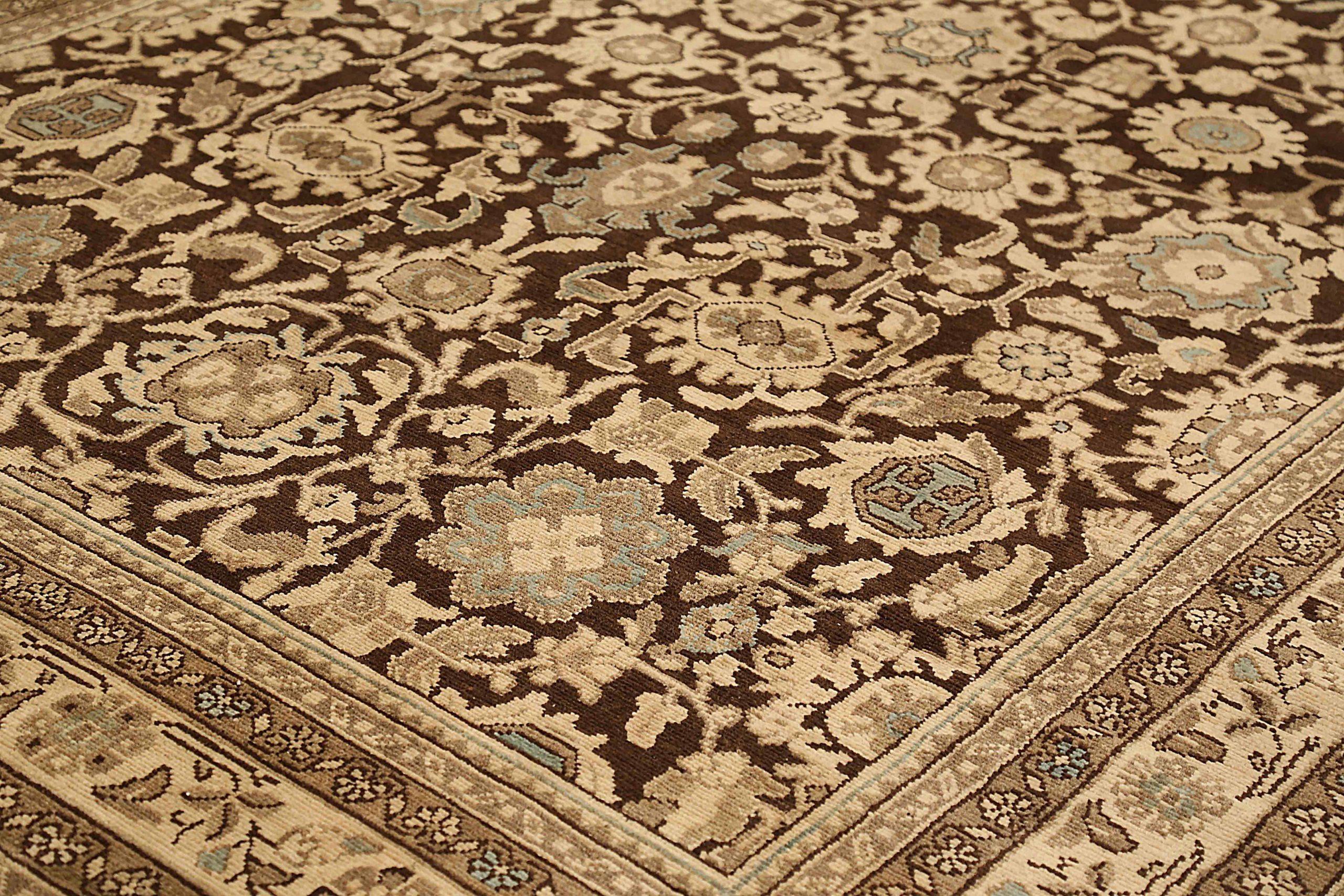Persische Malayer Teppiche - Wolle Braun Elfenbein 73661 (Asiatisch) im Angebot