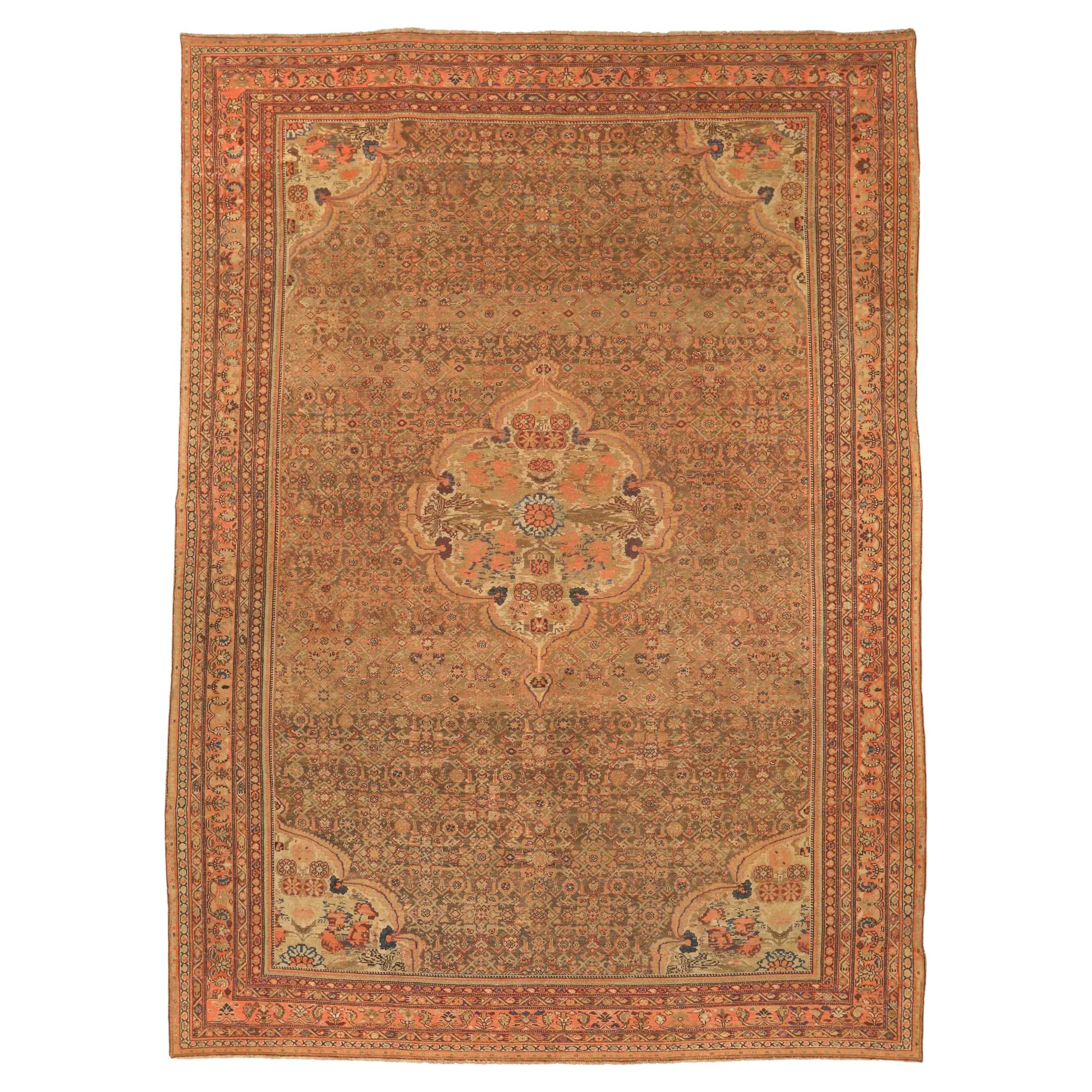 Persian Malayer Area Rugs Circa 1880 - Brown Ivory Pink
