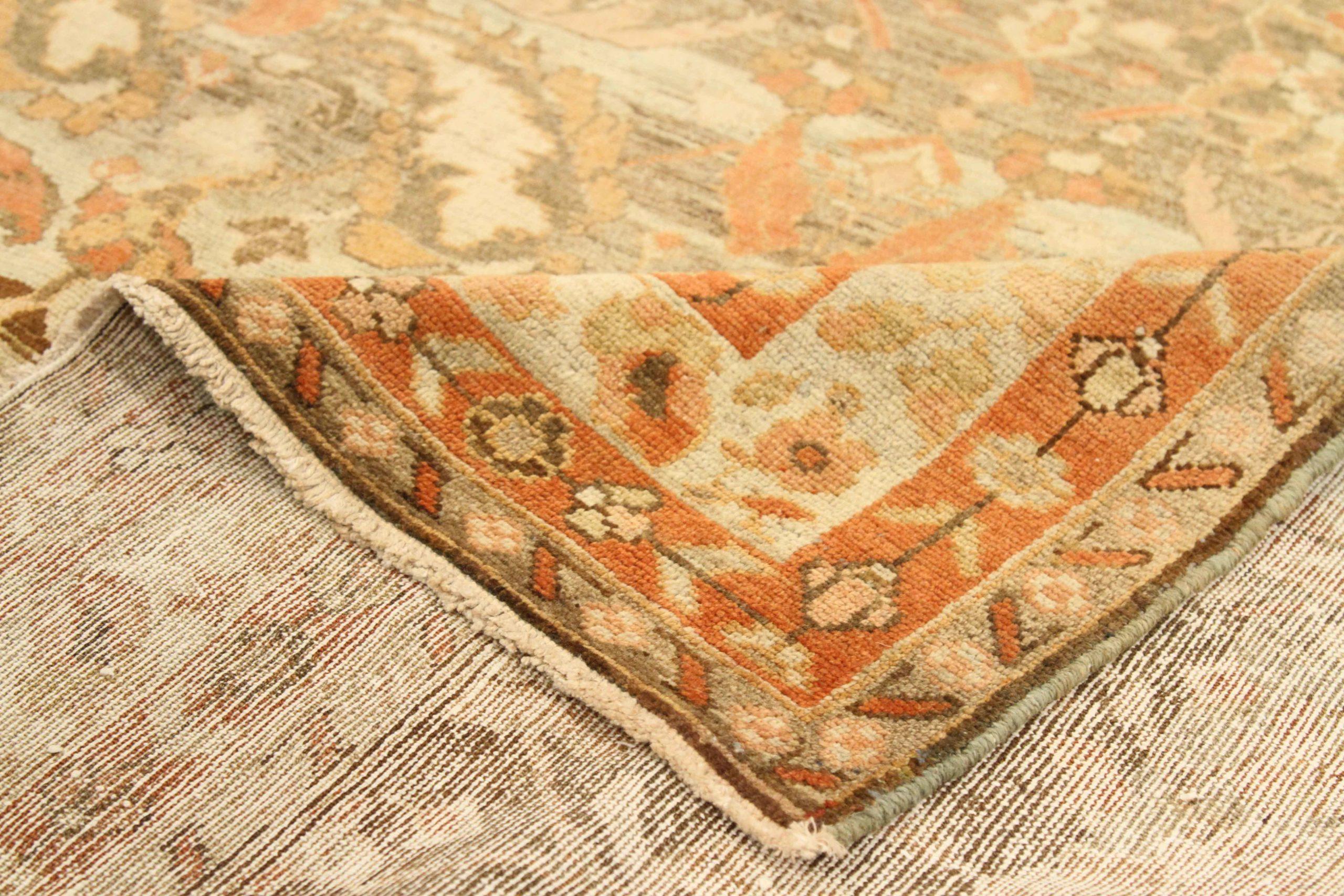 Persische Malayer Teppiche - Wolle Braun Elfenbein Rosa Design - 75609 (Asiatisch) im Angebot
