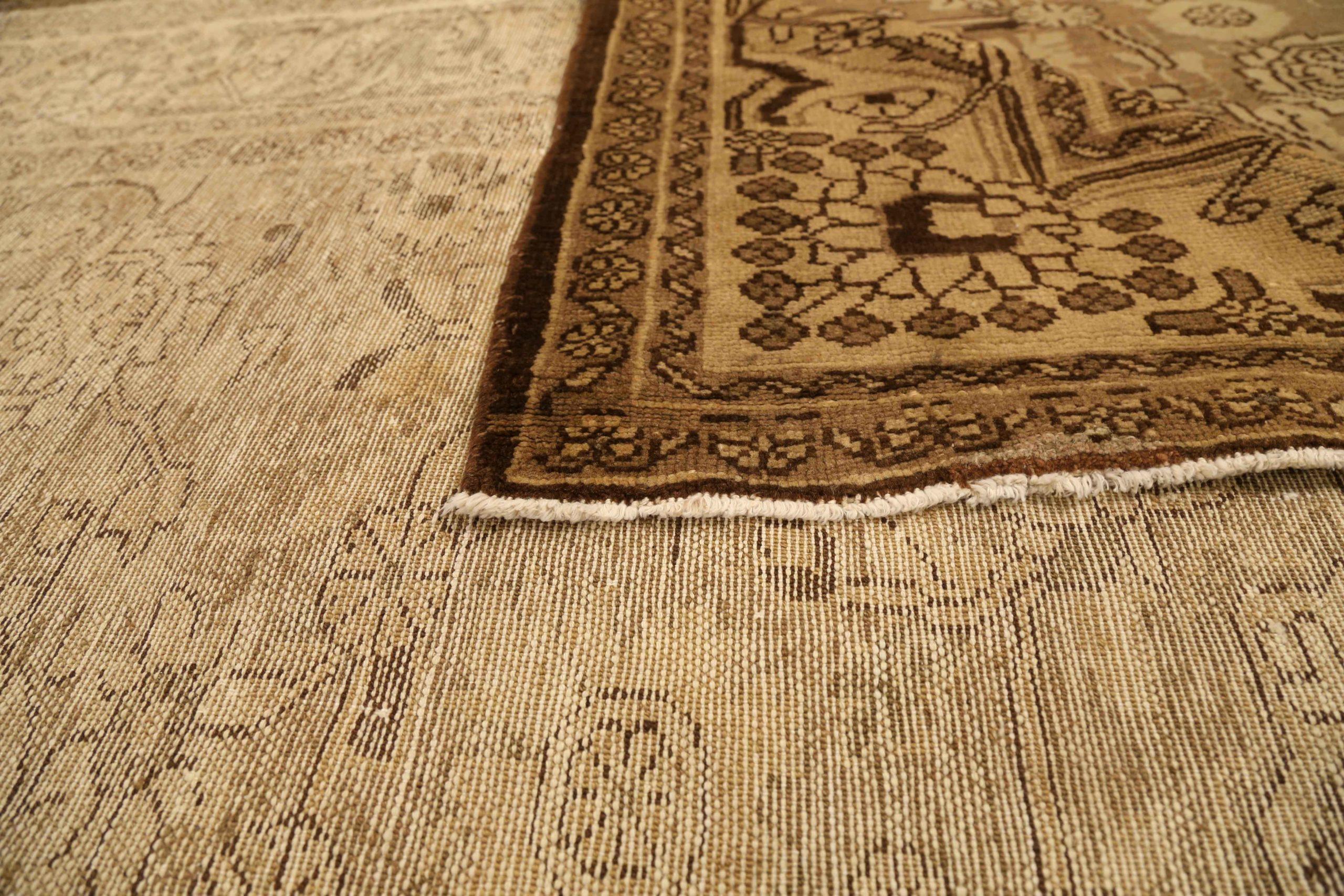 Tapis de sol Persan Malayer - Laine Brown Ivoire Taupe 73255 Excellent état - En vente à Dallas, TX