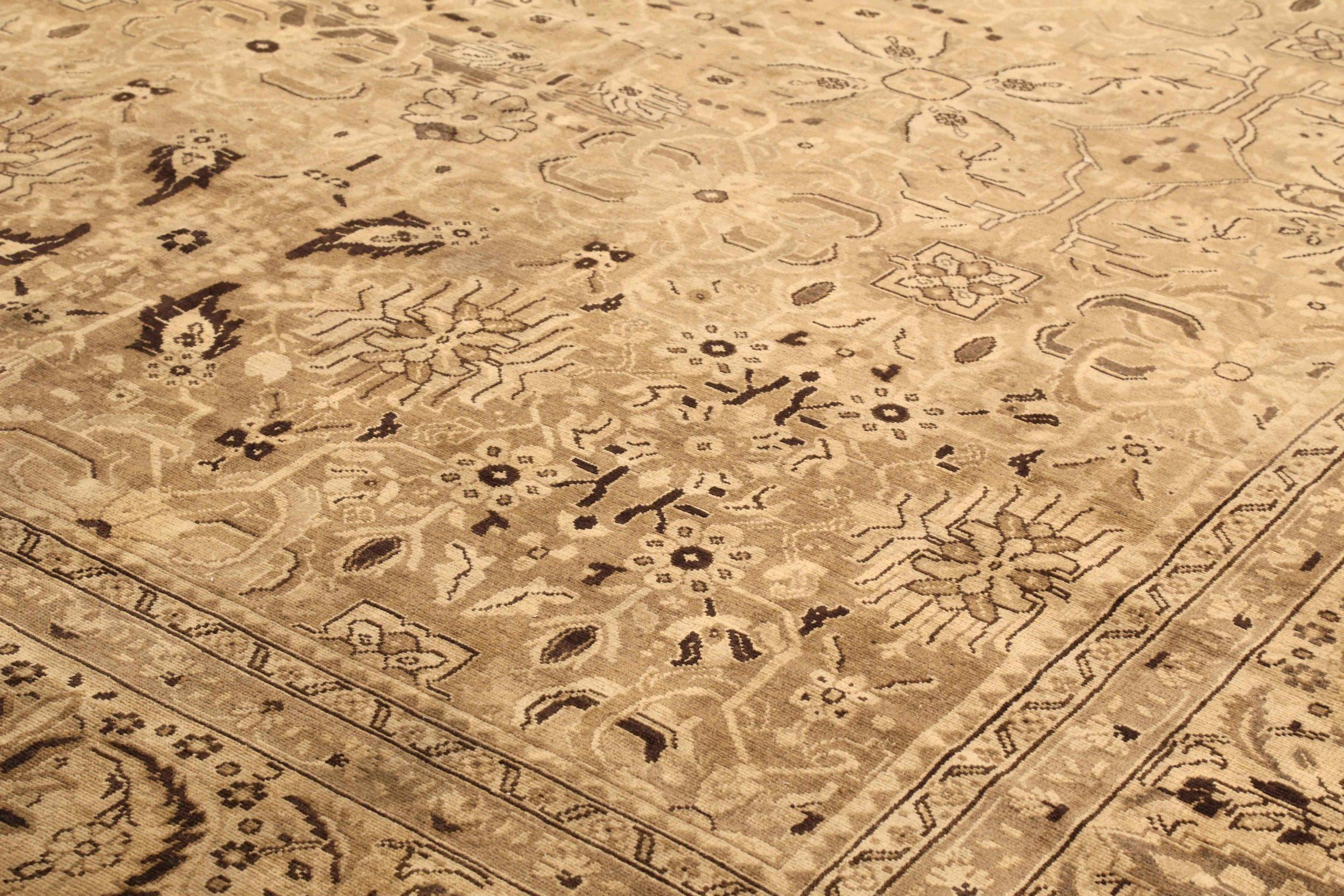 Asian Persian Malayer Area Rugs - Wool Brown Ivory Taupe 73499 For Sale