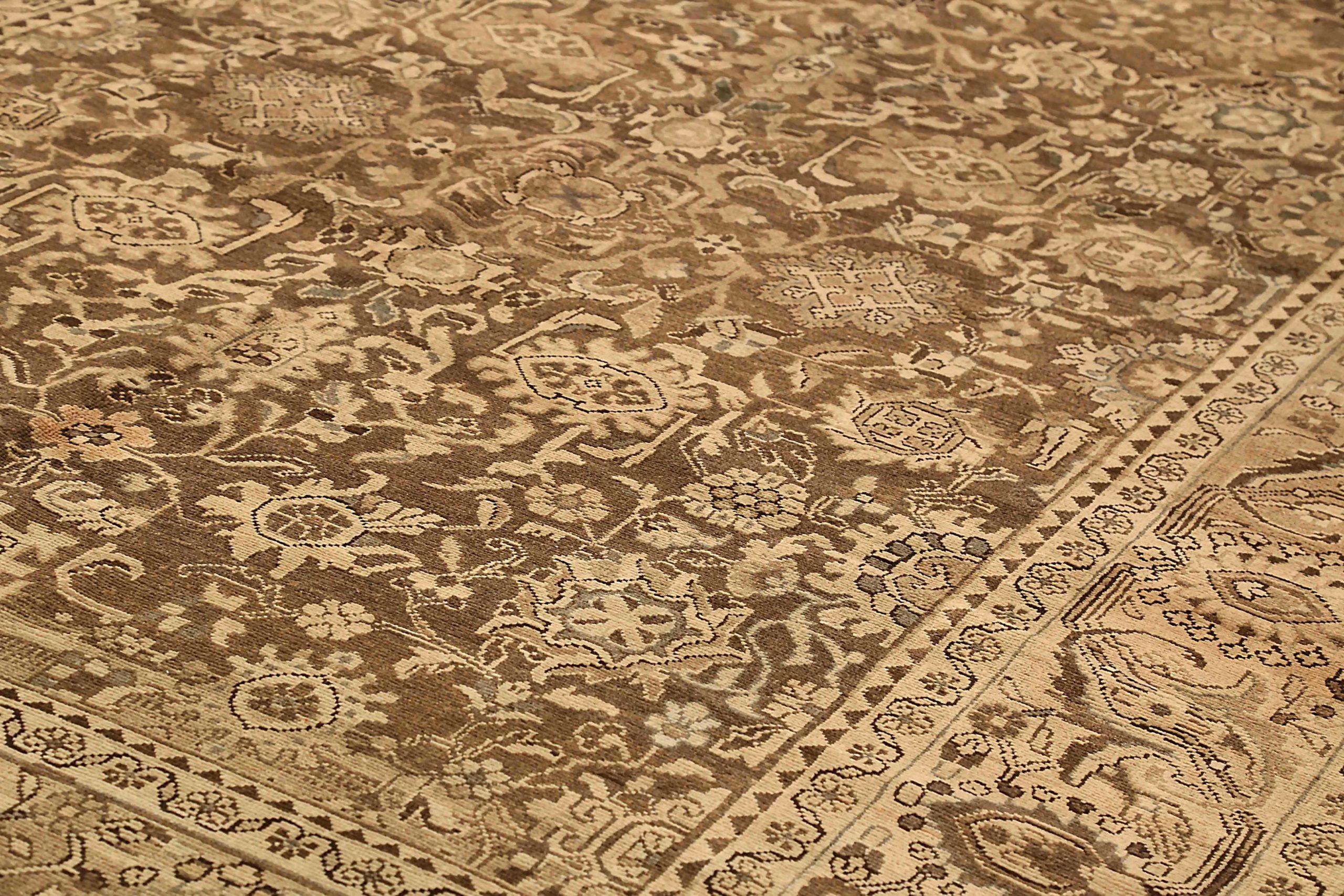 Asian Persian Malayer Area Rugs - Wool Brown Ivory Taupe 73506 For Sale