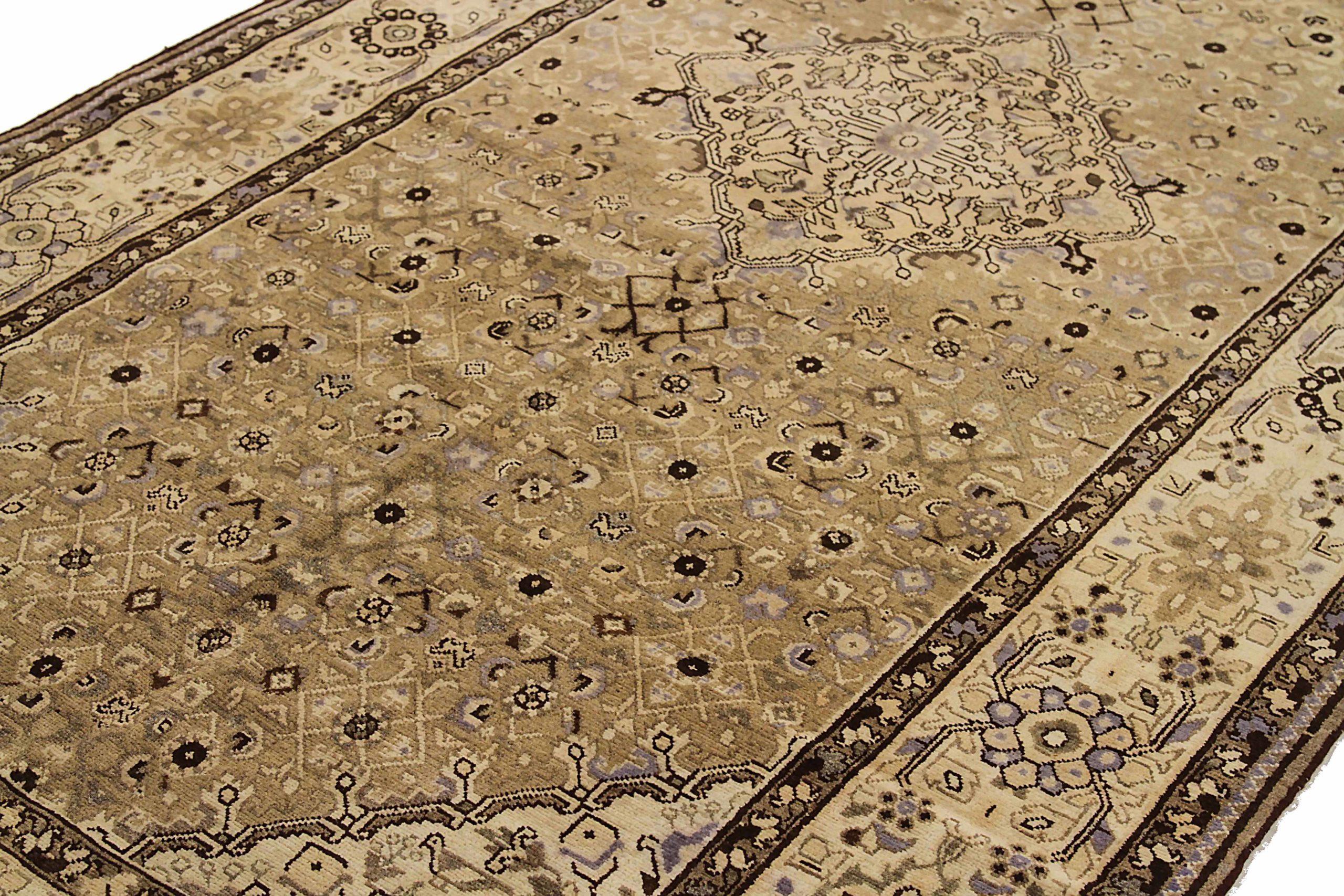 Asiatique Tapis de sol Persan Malayer - Laine Brown Ivoire Taupe 73509 en vente