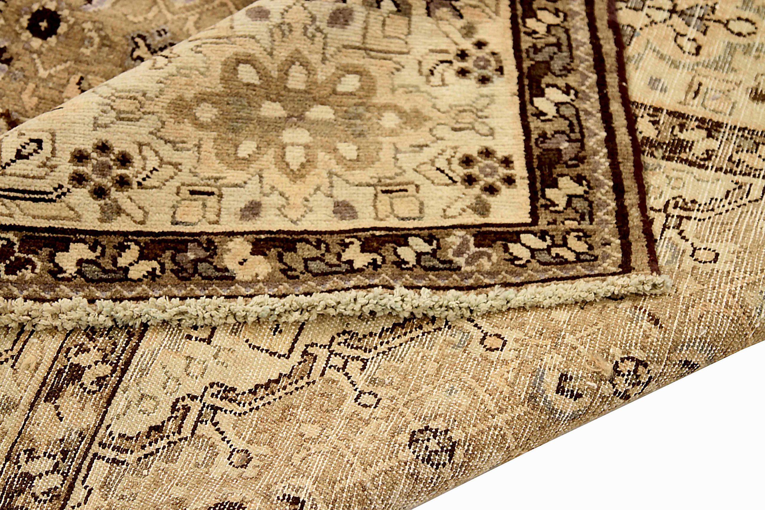 Tapis de sol Persan Malayer - Laine Brown Ivoire Taupe 73509 Excellent état - En vente à Dallas, TX