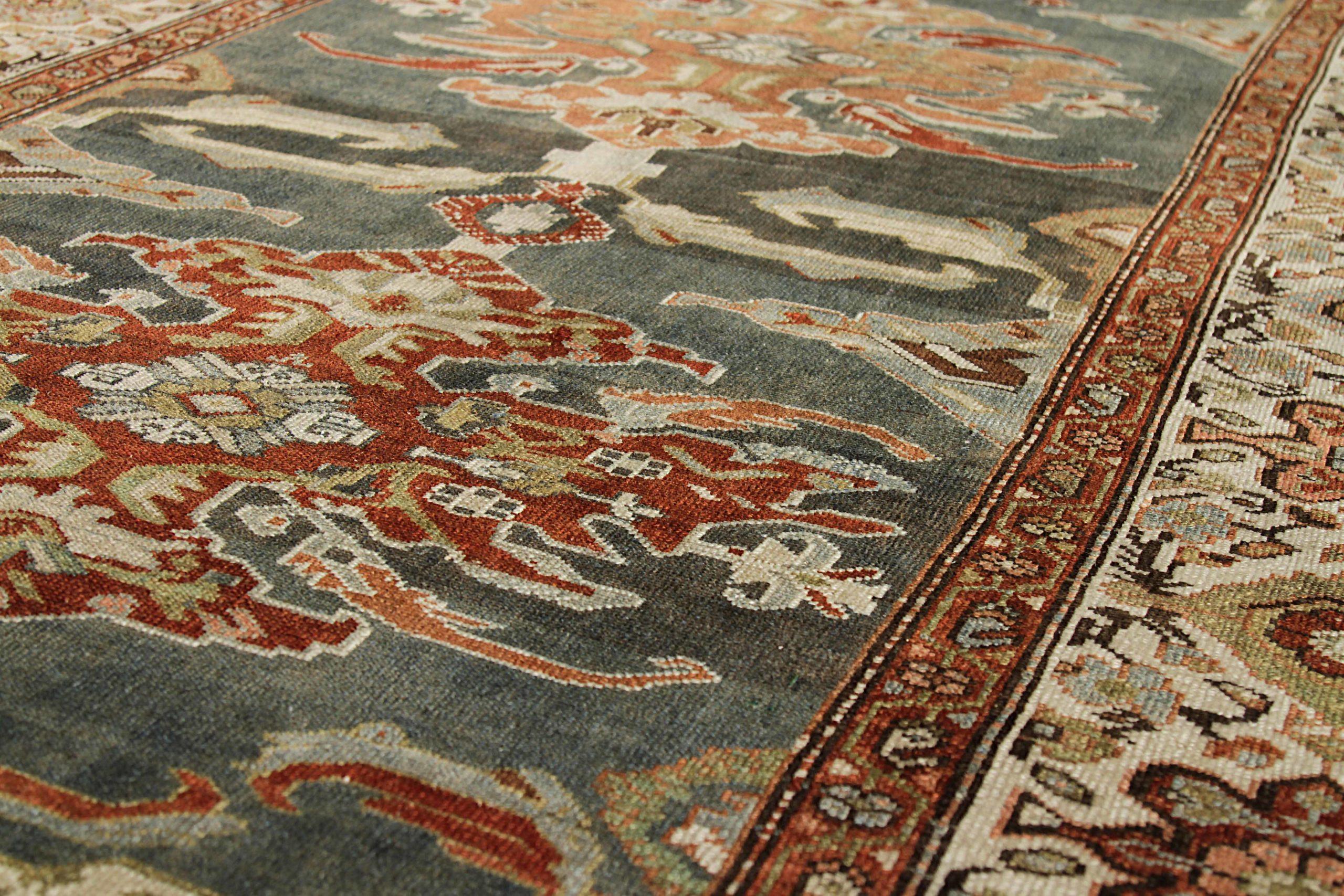 Persische Malayer-Teppiche Circa 1880 - Wolle Grau Elfenbein Rot Design - 89718 im Zustand „Hervorragend“ im Angebot in Dallas, TX