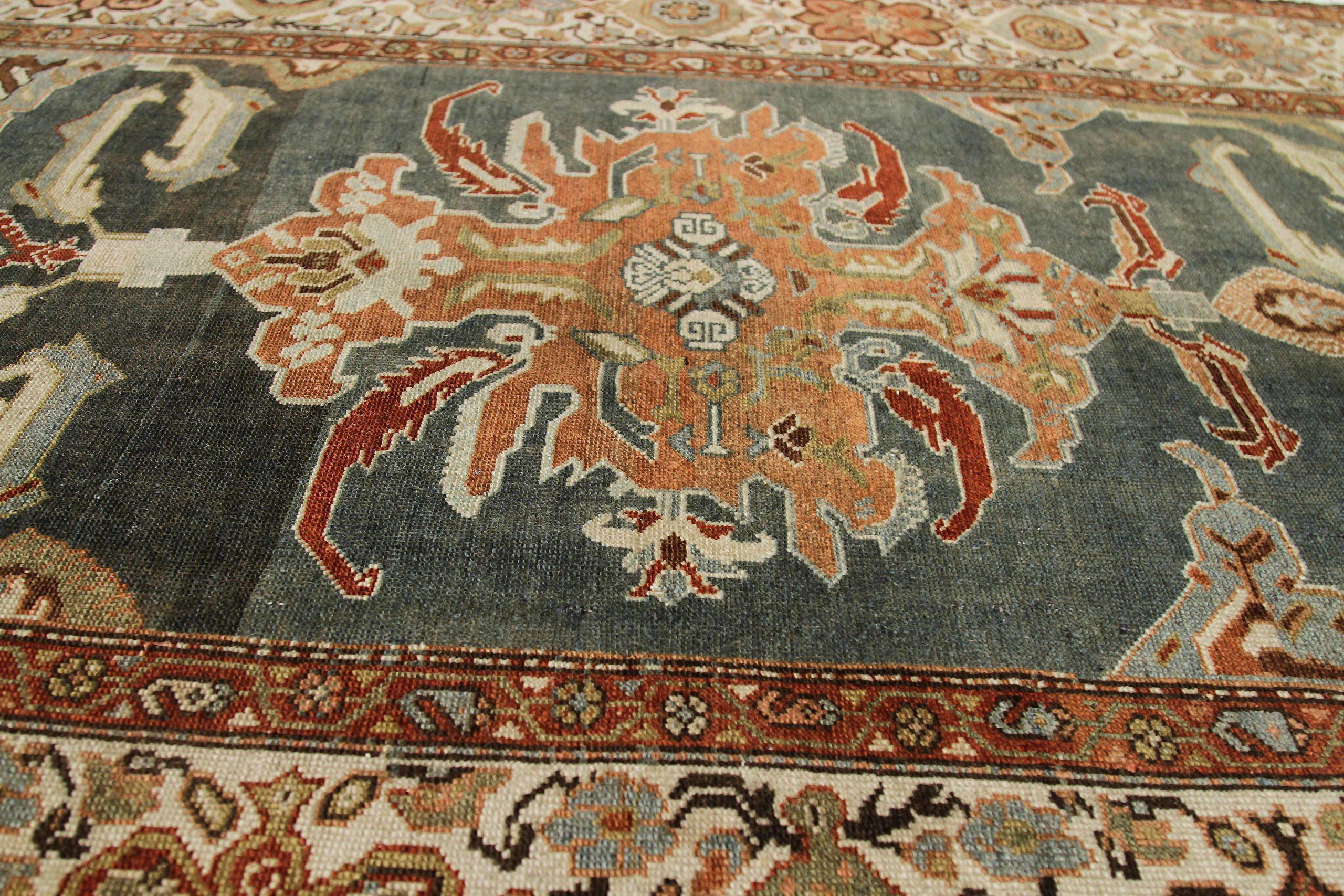 Persische Malayer-Teppiche Circa 1880 - Wolle Grau Elfenbein Rot Design - 89718 im Angebot 1