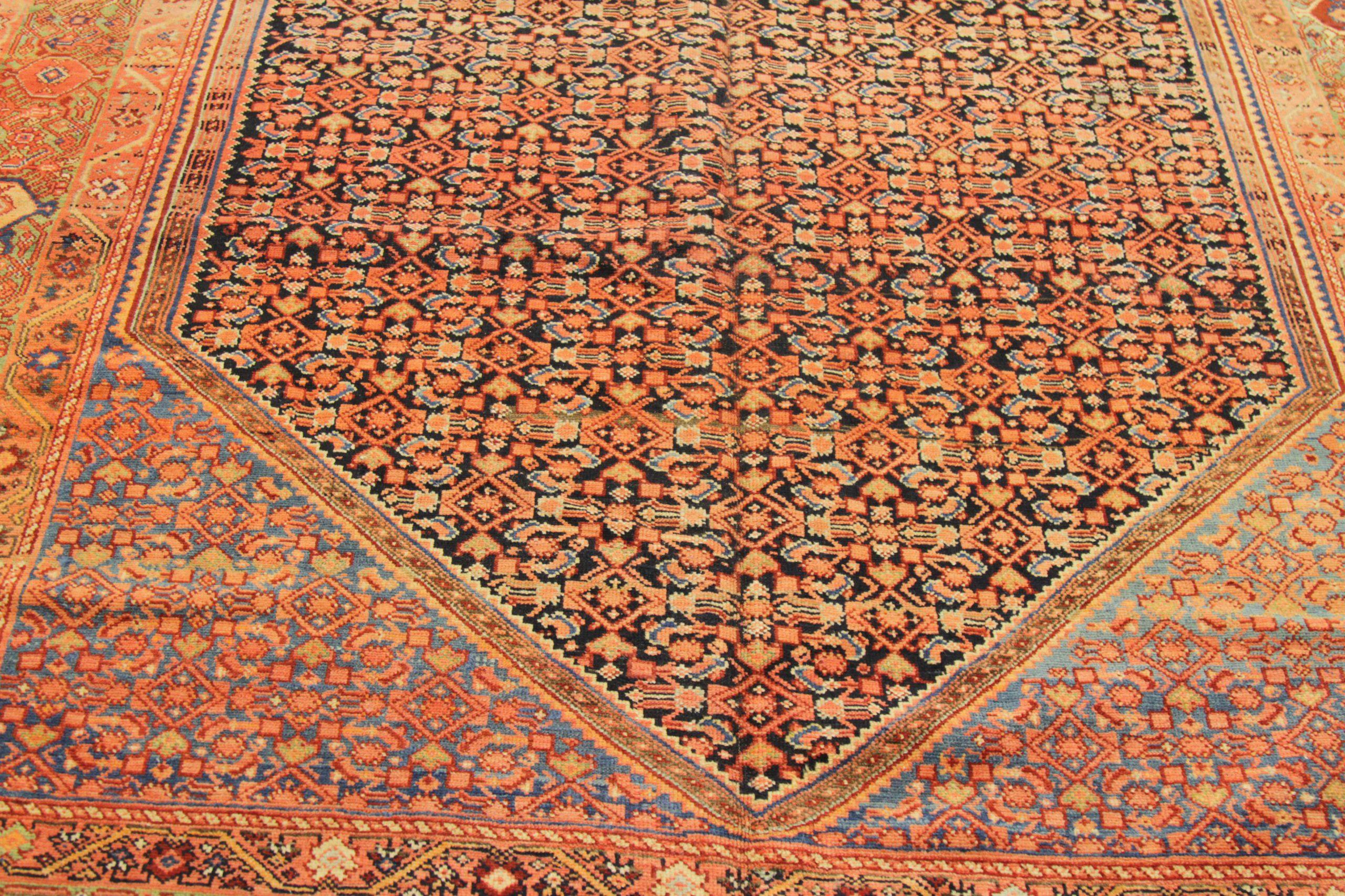 Asiatico Tappeti persiani Malayer Circa 1880 - Lana Verde Blu Navy Rosso 72114 in vendita