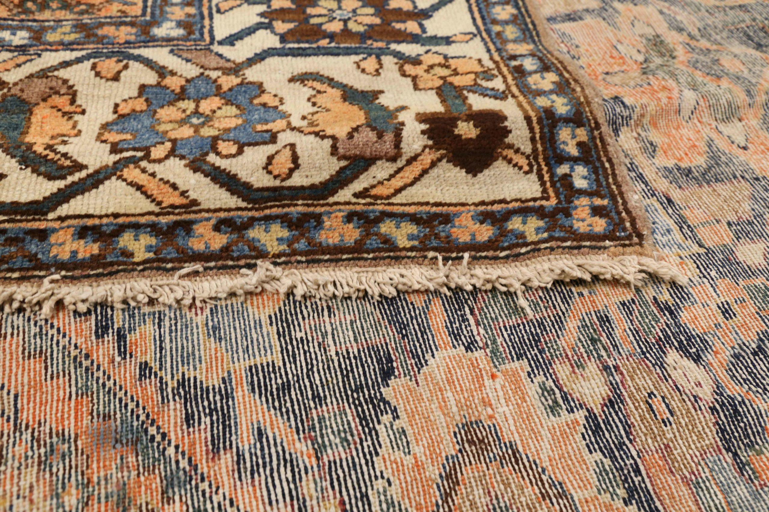 Persian Malayer Area Rugs - Wool Ivory Navy Blue Pink Design - 75403 In Excellent Condition For Sale In Dallas, TX