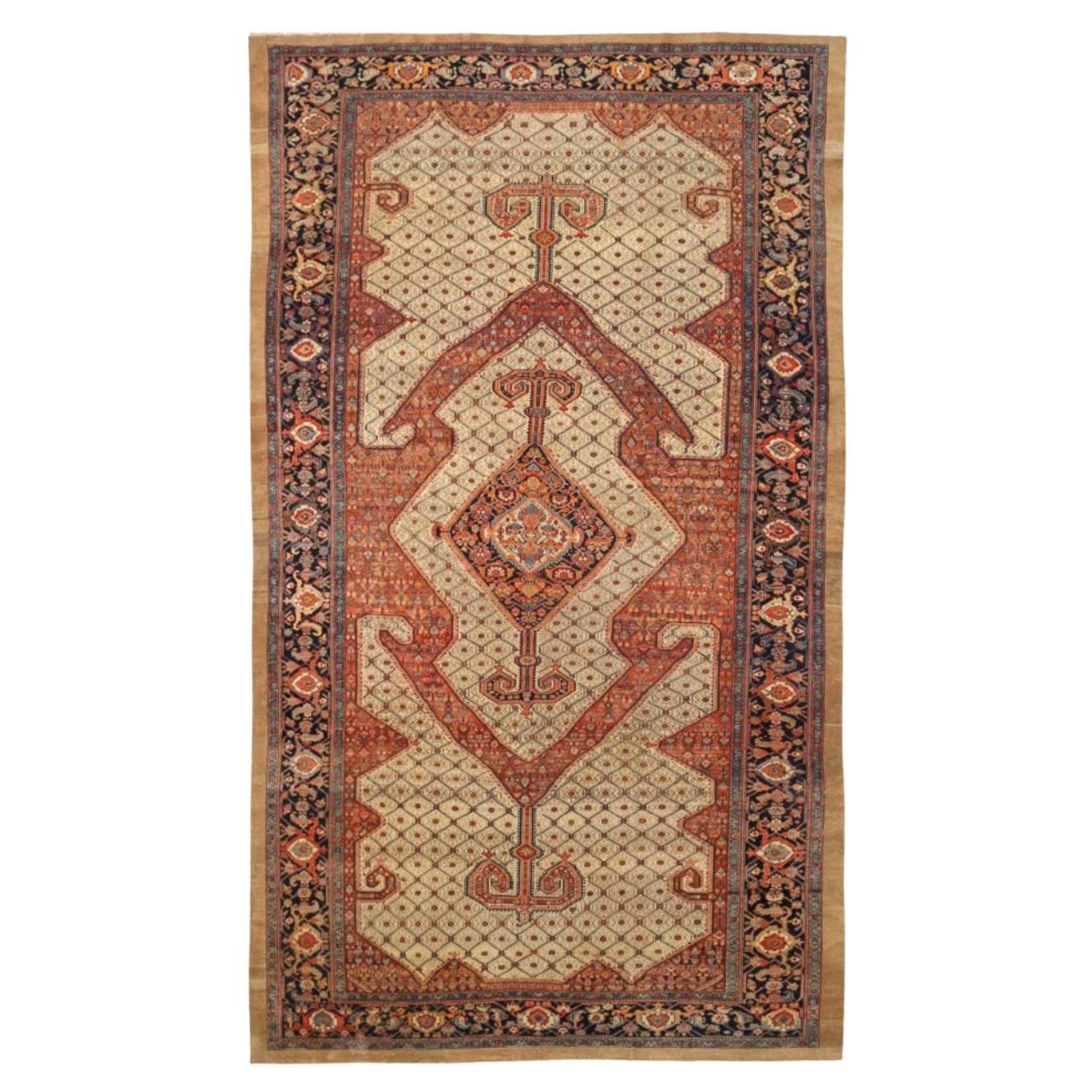 Persische Malayer-Teppiche Circa 1880 - Wolle Elfenbein Marineblau Blau Rot Design - 91960
