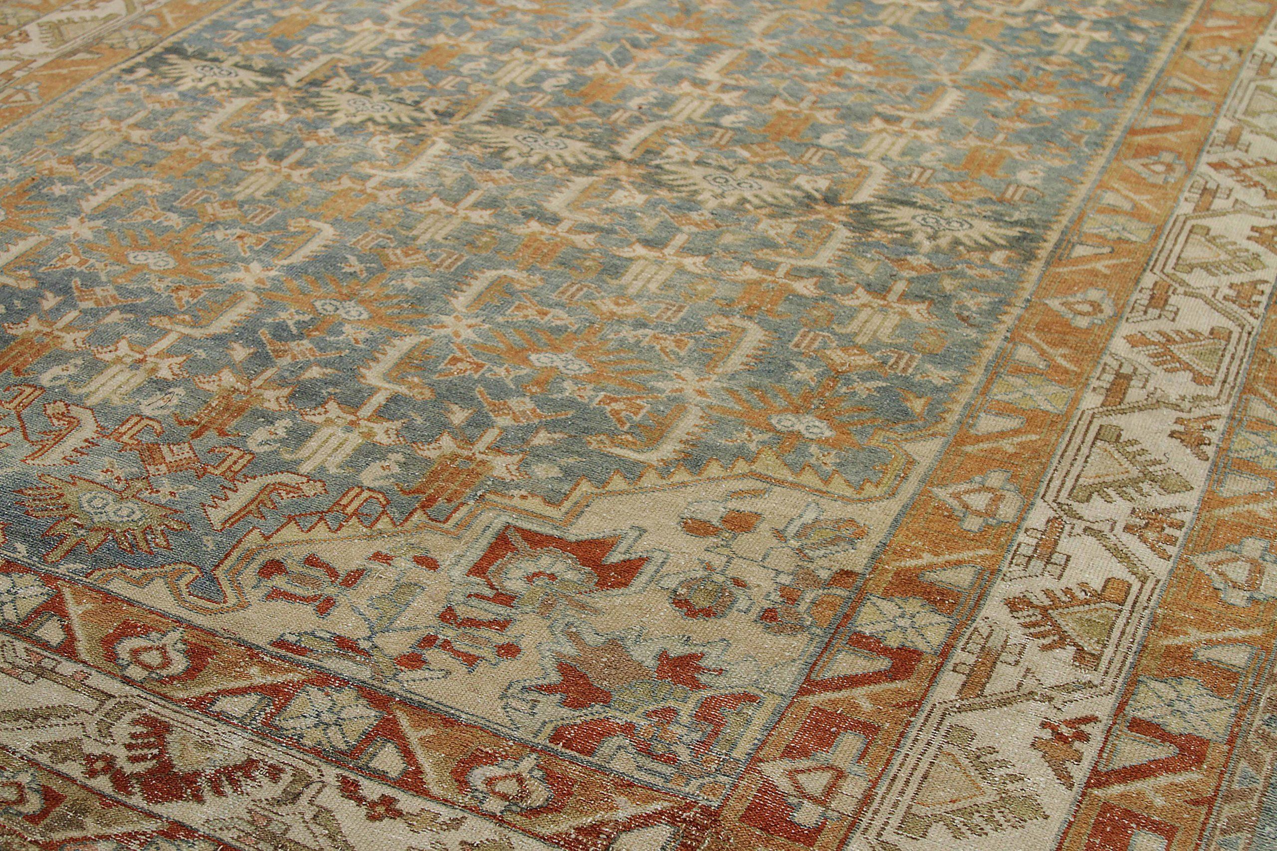 Persische Malayer-Teppiche Circa 1880 - Wolle Elfenbein Marineblau Blau Rot Design - 92552 (20. Jahrhundert) im Angebot