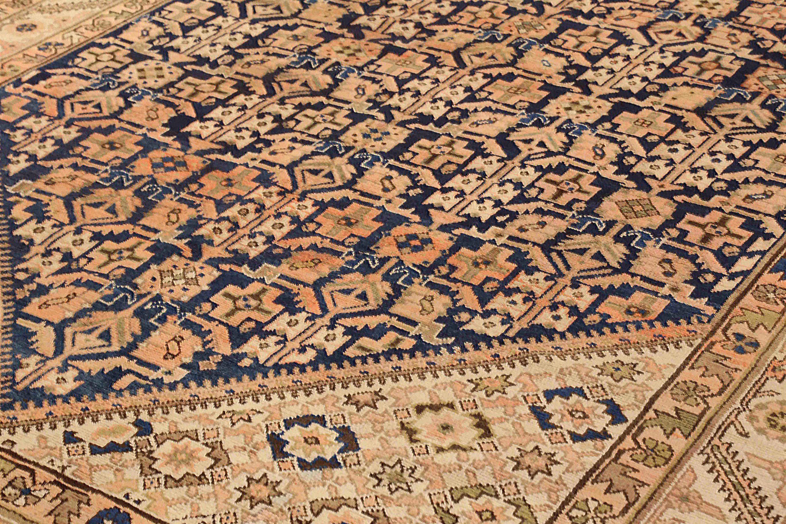 Asian Persian Malayer Area Rugs - Wool Ivory Navy Blue Pink 71239 For Sale