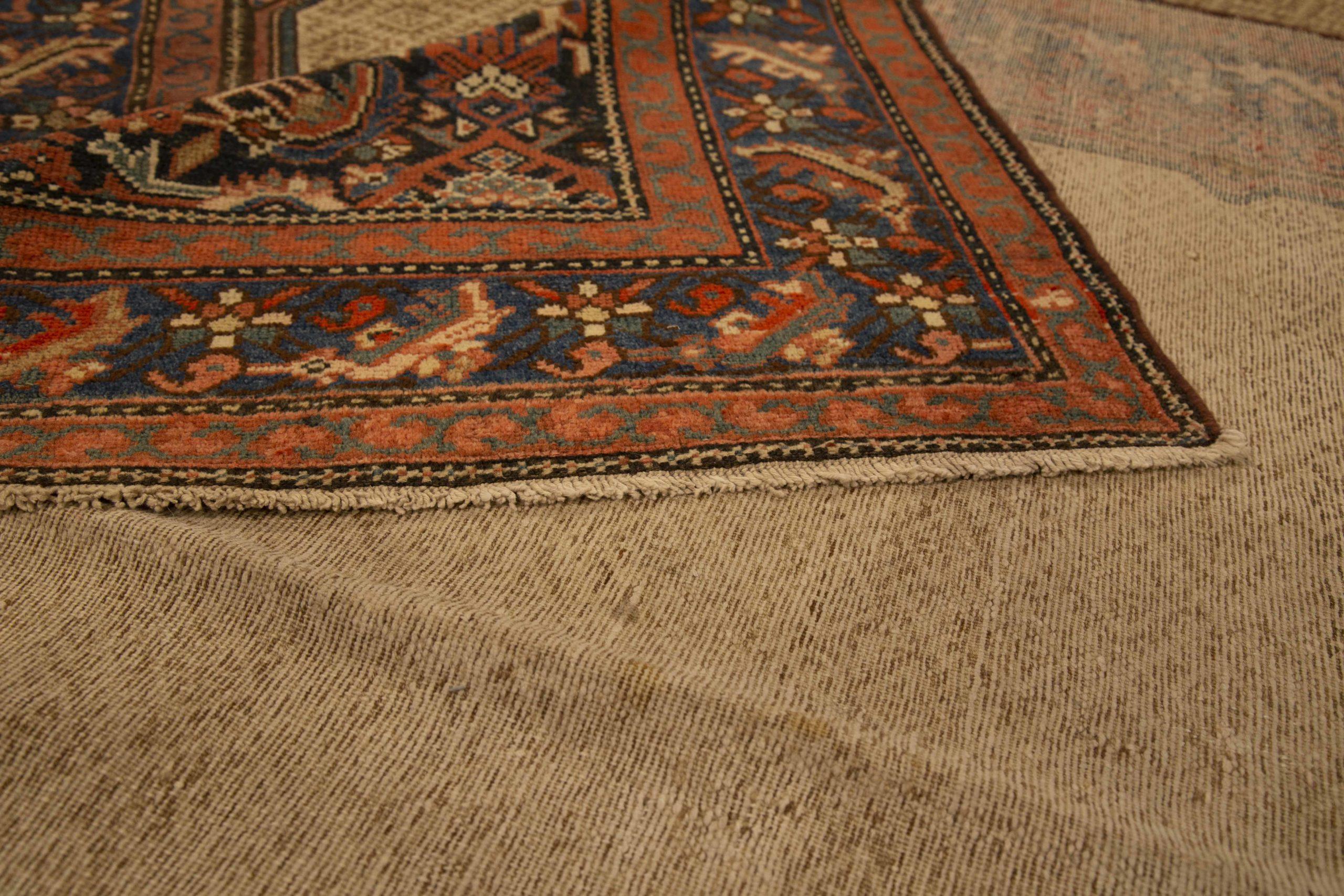 Persische Malayer-Teppiche Circa 1910 - Wolle ElfenbeinNavy Blau Rot Design - 10412 im Zustand „Hervorragend“ im Angebot in Dallas, TX
