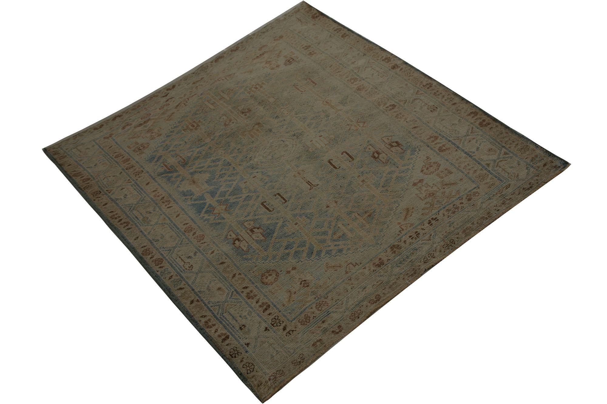 Persische Malayer Teppiche - Wolle Blau Braun Taupe Design - 97828 (Irakisch) im Angebot