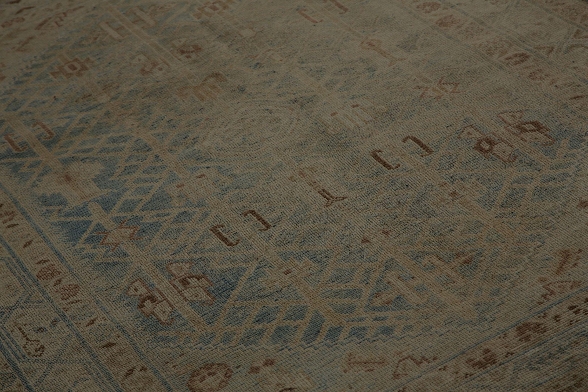 Persische Malayer Teppiche - Wolle Blau Braun Taupe Design - 97828 im Zustand „Hervorragend“ im Angebot in Dallas, TX