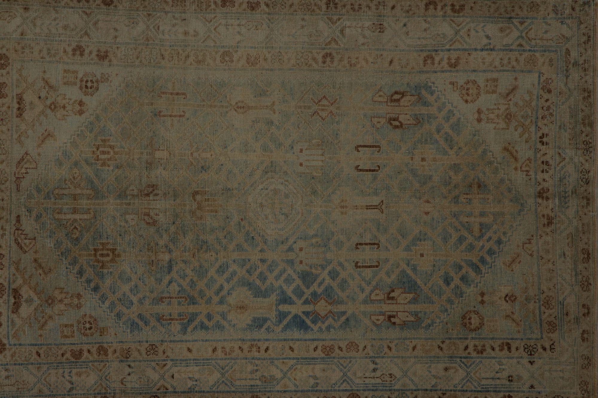 Persische Malayer Teppiche - Wolle Blau Braun Taupe Design - 97828 (20. Jahrhundert) im Angebot