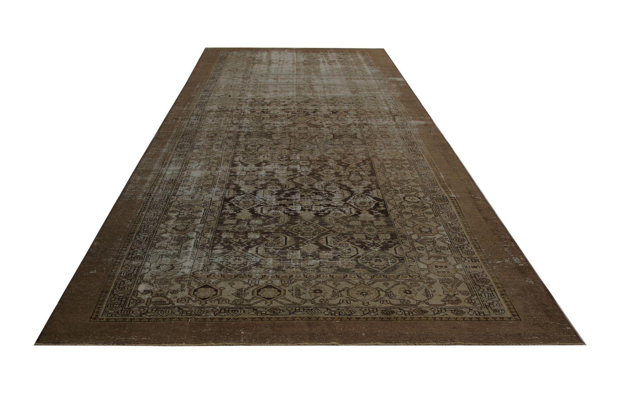 Tapis de sol Persan Malayer - Laine Design Brown - 96984 Excellent état - En vente à Dallas, TX
