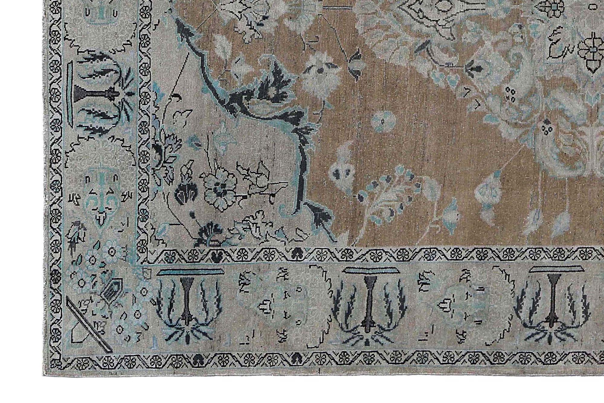 Persische Malayer Teppiche - Wolle Braun Grün Elfenbein Design - 97587 (Irakisch) im Angebot
