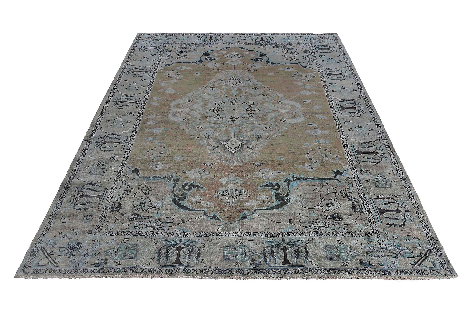 Persische Malayer Teppiche - Wolle Braun Grün Elfenbein Design - 97587 im Zustand „Hervorragend“ im Angebot in Dallas, TX