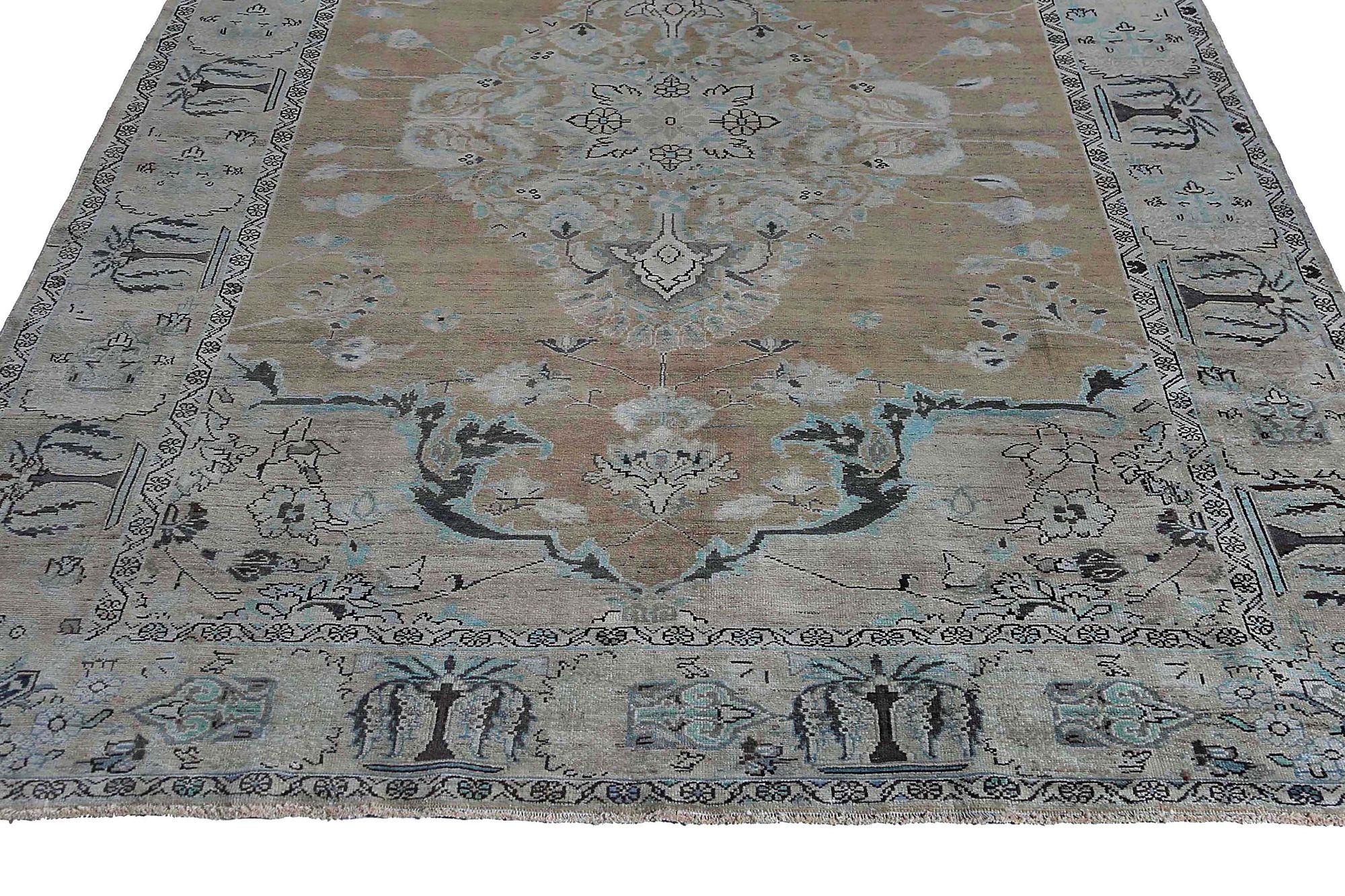 Persische Malayer Teppiche - Wolle Braun Grün Elfenbein Design - 97587 (20. Jahrhundert) im Angebot