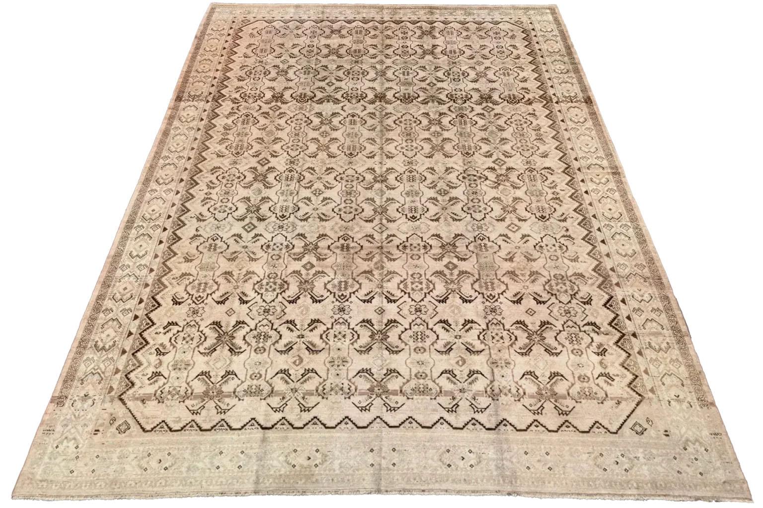 Persian Malayer Area Rugs - Wool Brown Ivory In Excellent Condition For Sale In Dallas, TX