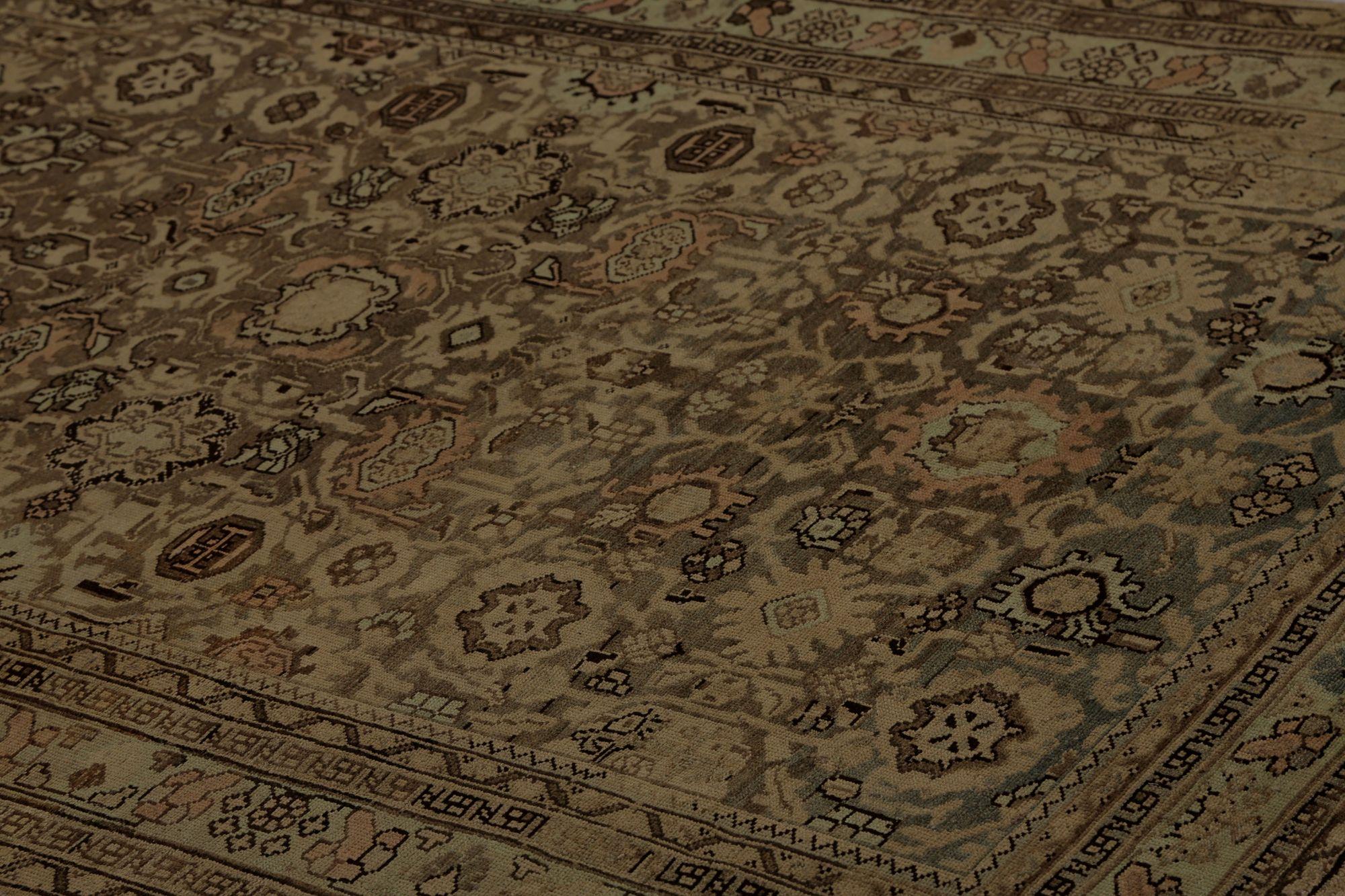 Iraqi Persian Malayer Area Rugs - Wool Brown Ivory Design - 97446 For Sale